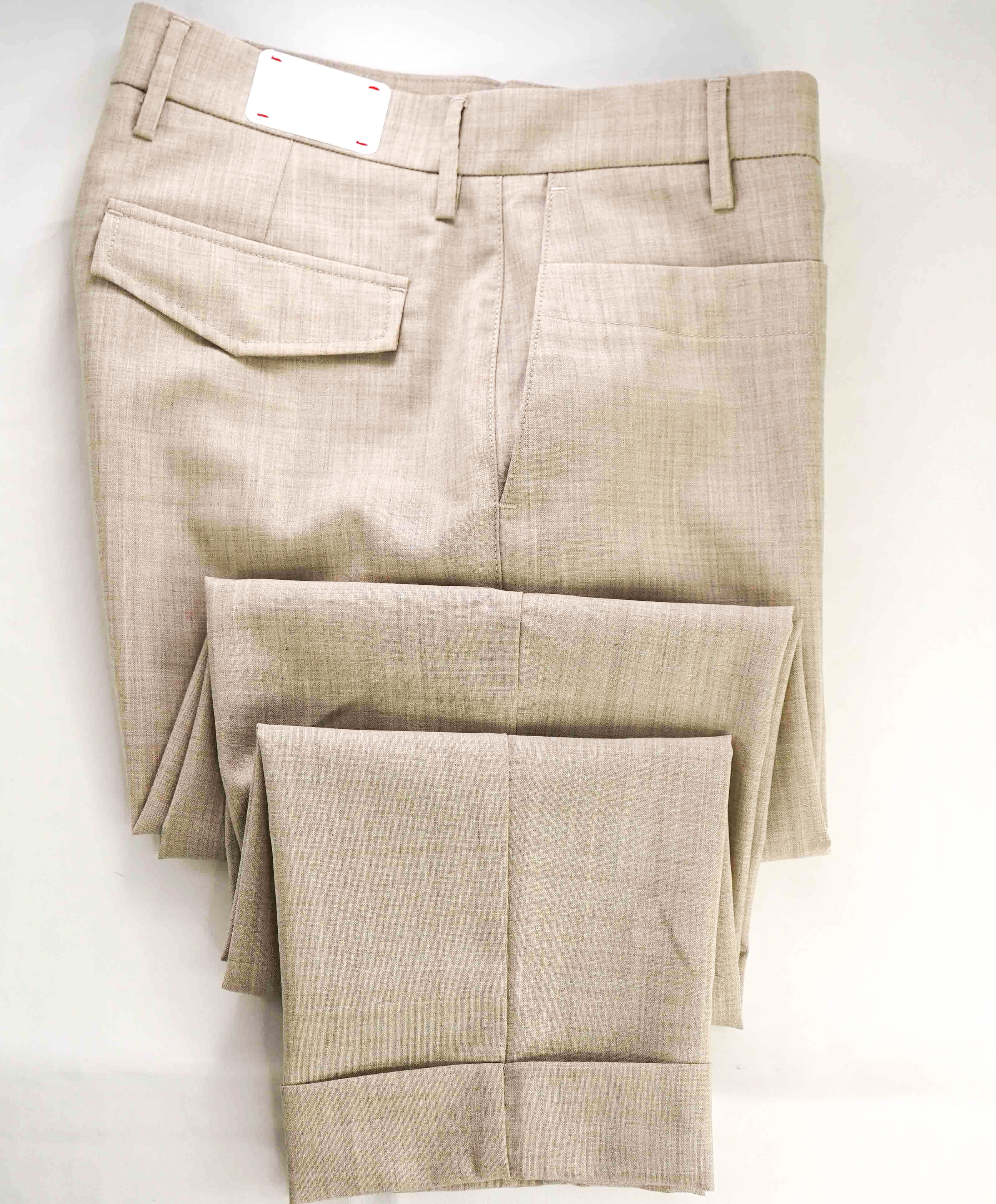 $795 ELEVENTY - WOOL Neutral Cuffed Patch Pocket Flat Front Dress Pants- 33W