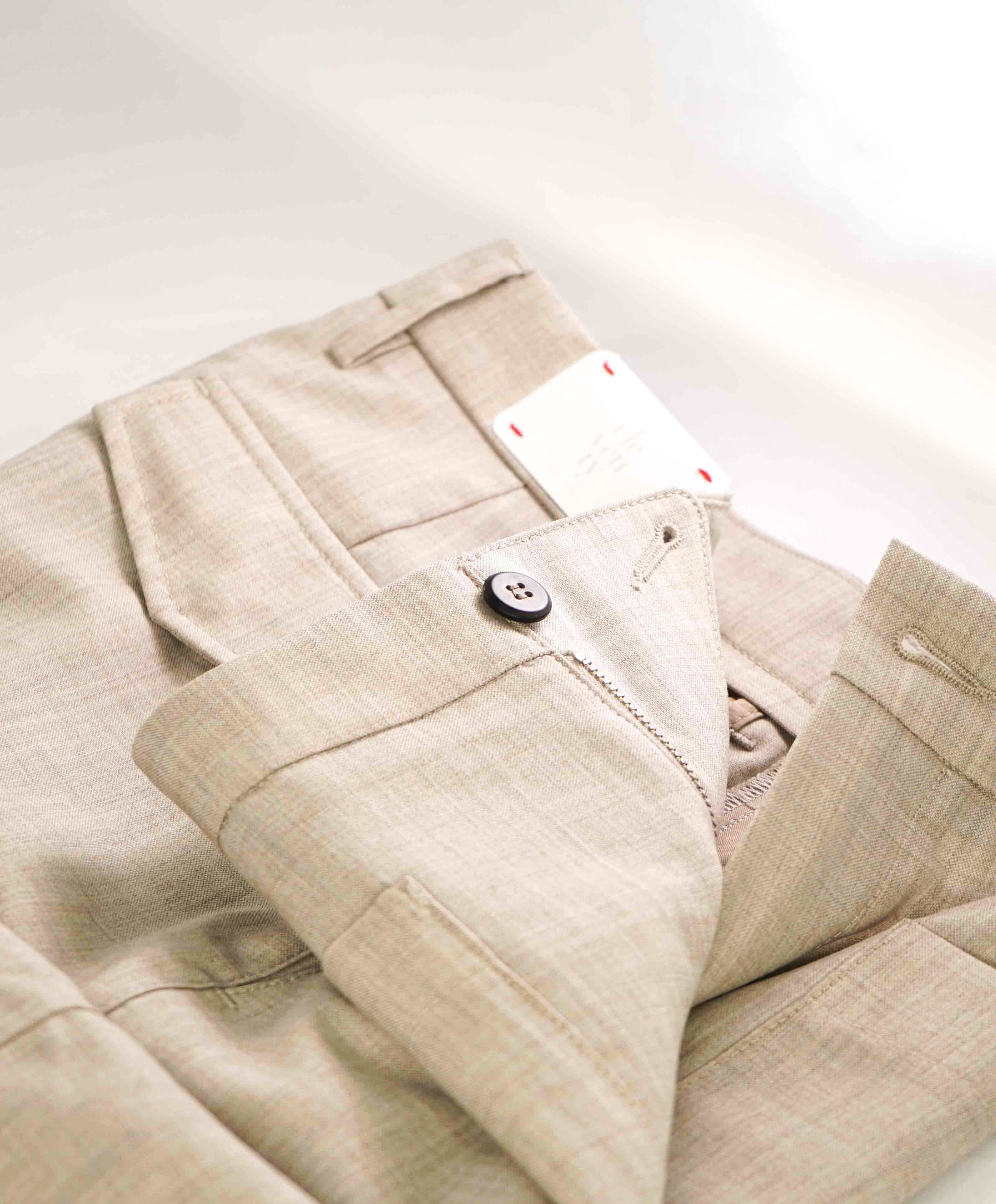 $795 ELEVENTY - WOOL Neutral Cuffed Patch Pocket Flat Front Dress Pants- 33W