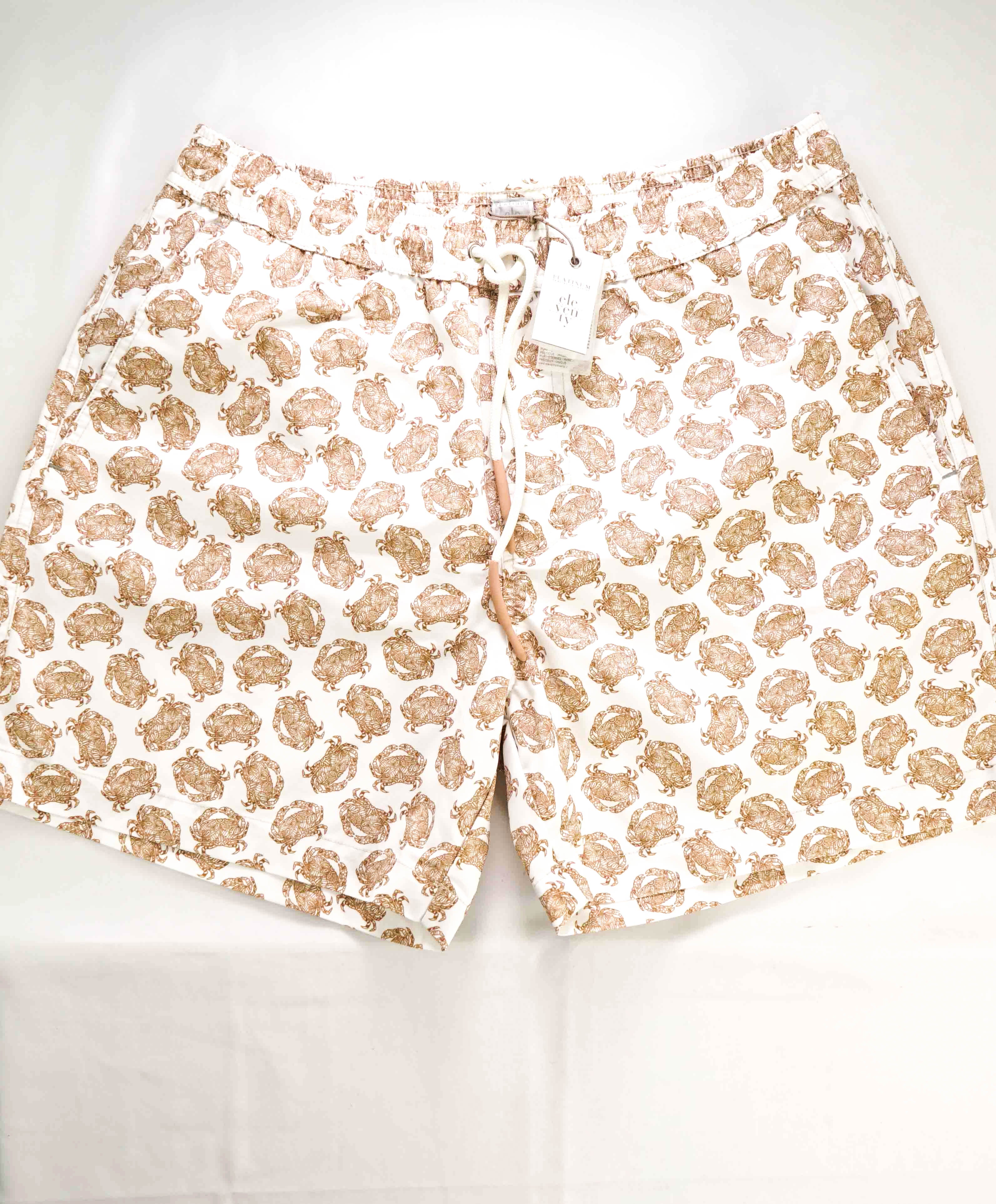 $345 ELEVENTY - Crab Pattern Draw String Swim Shorts  - M