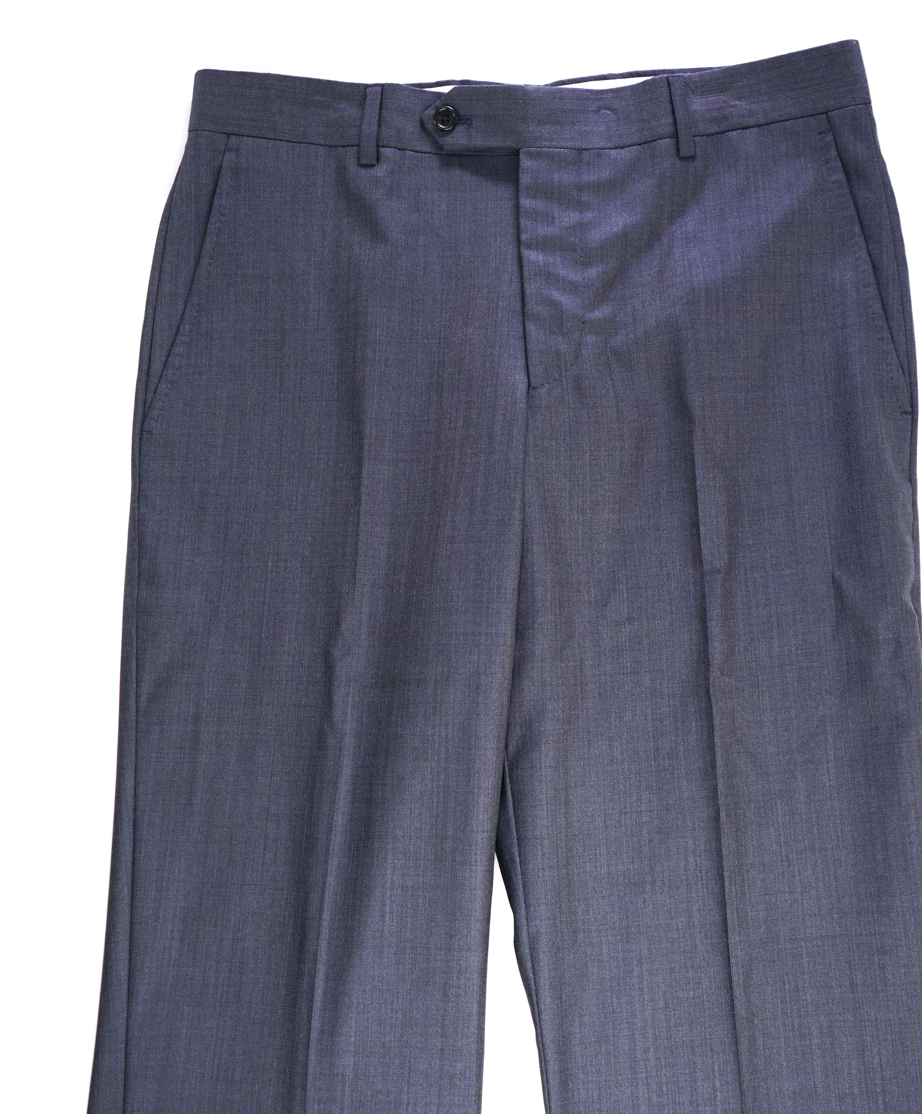 SAKS FIFTH AVE - Steel Blue Wool 'SLIM' MADE IN ITALY Flat Front Dress Pants - 32W