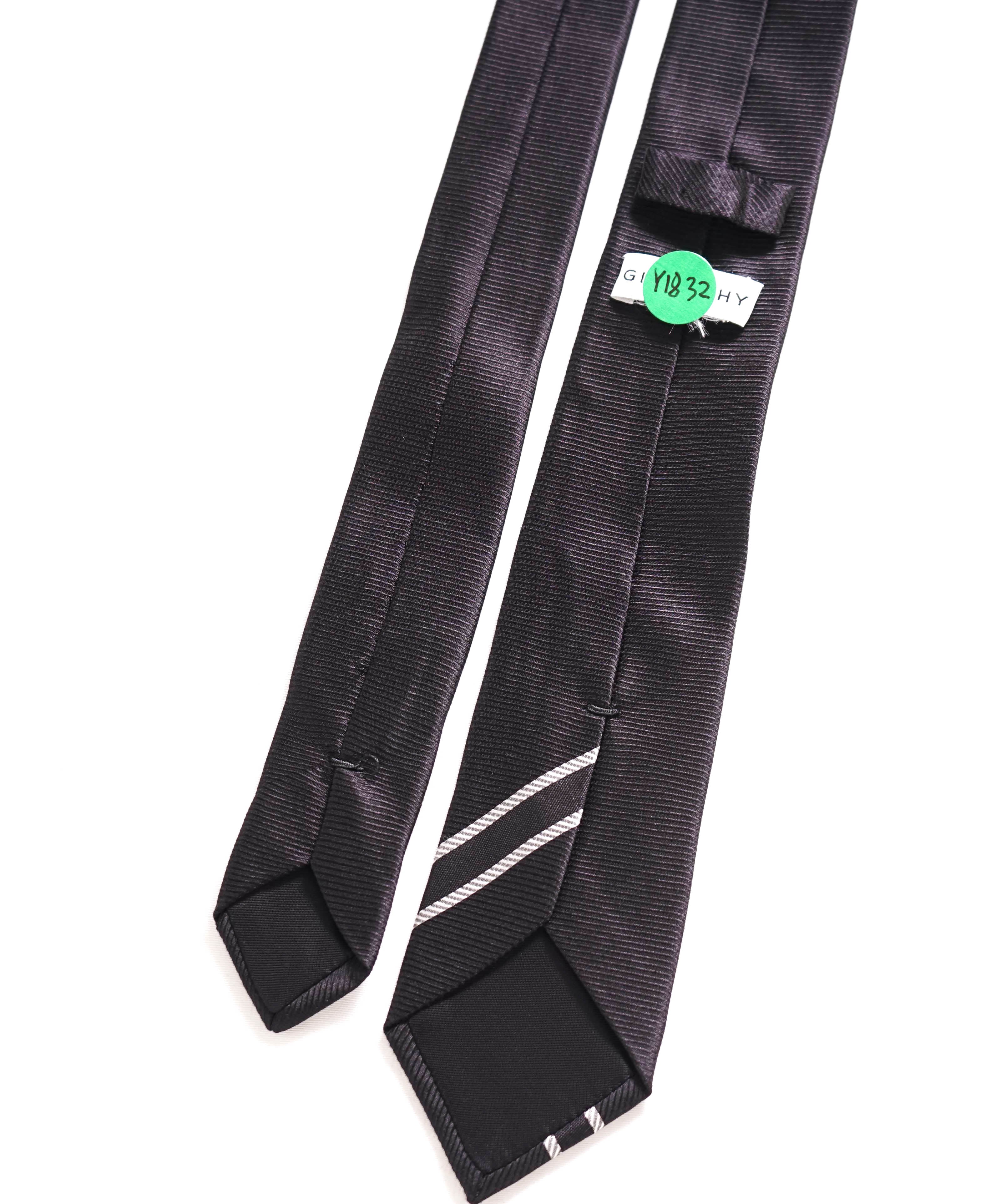 $185 GIVENCHY - Black Textured Silk LOGO Tipped 2.75" - Tie