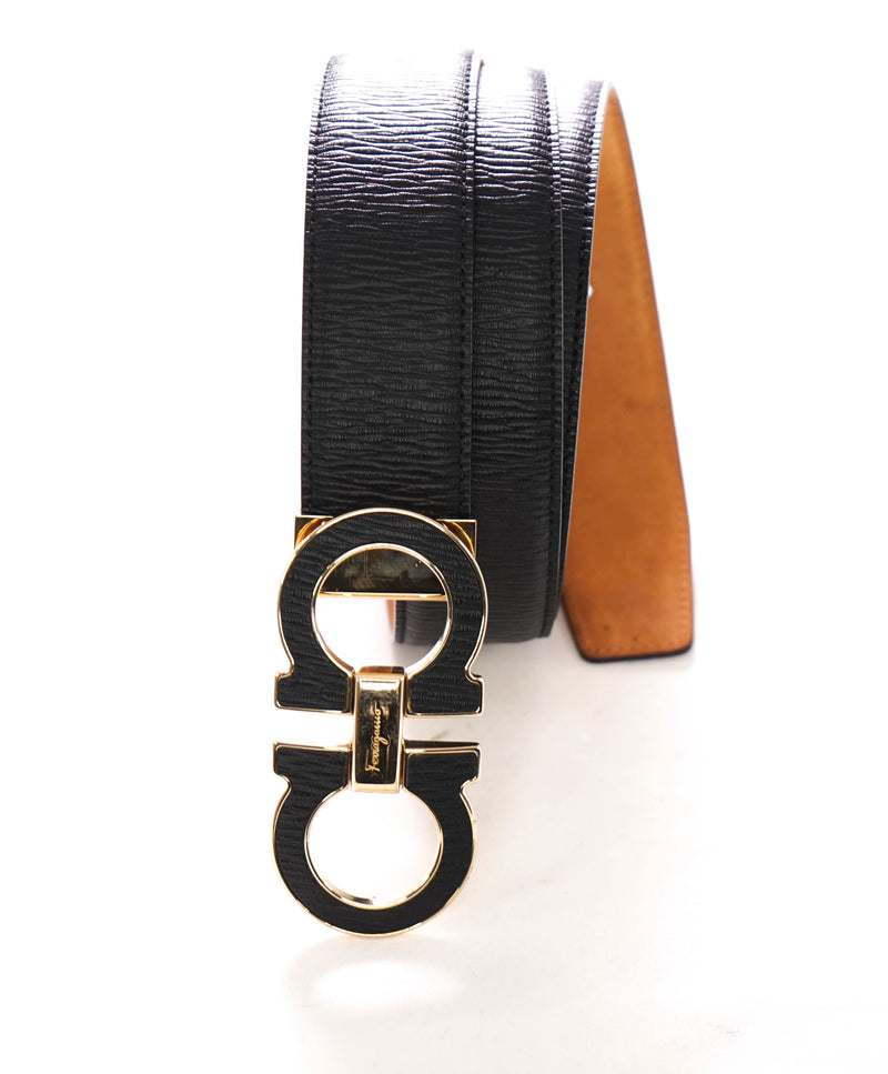 Ferragamo black and gold best sale