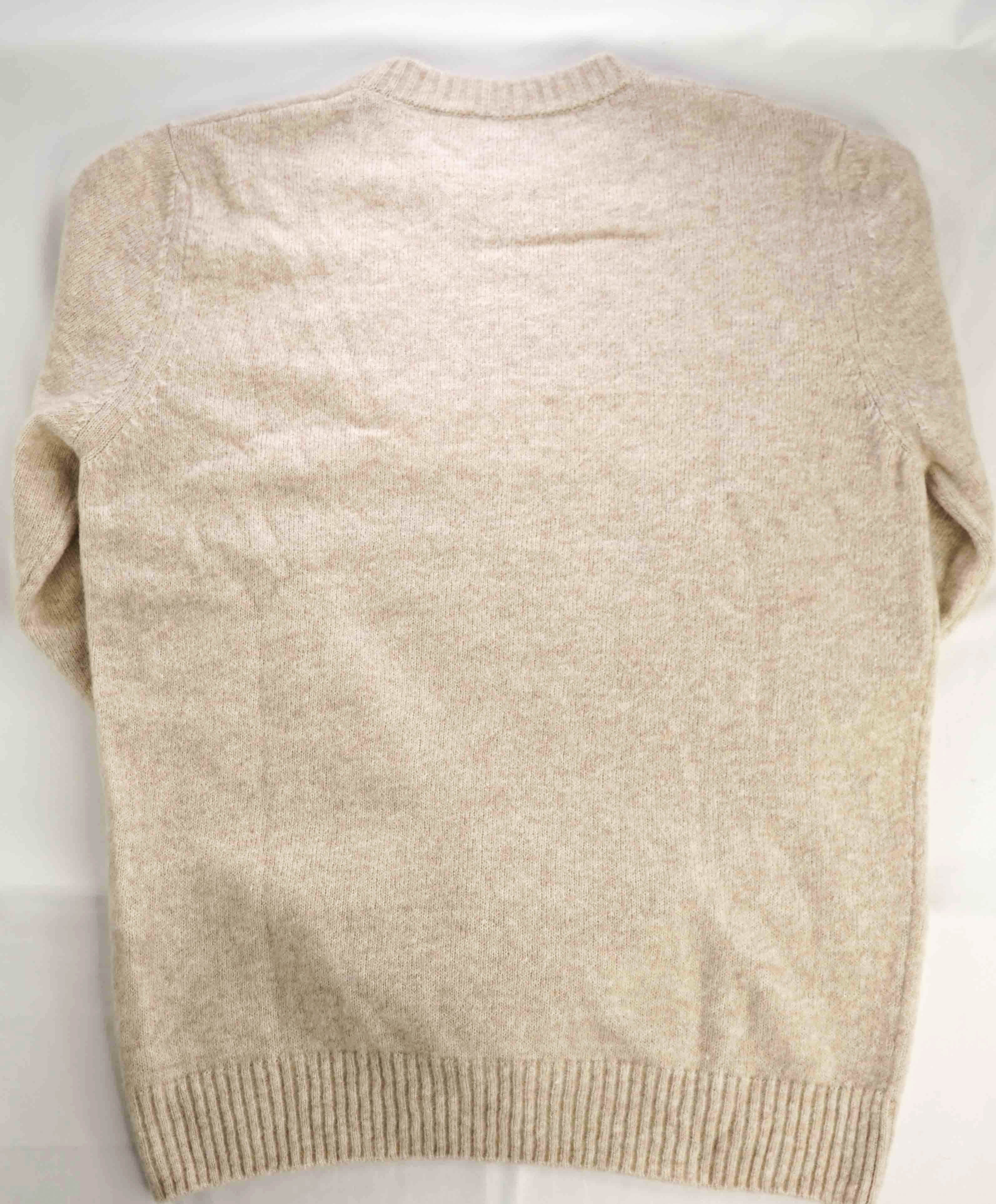 $1,095 ELEVENTY - CASHMERE & SILK Neutral Text Crewneck Sweater - M