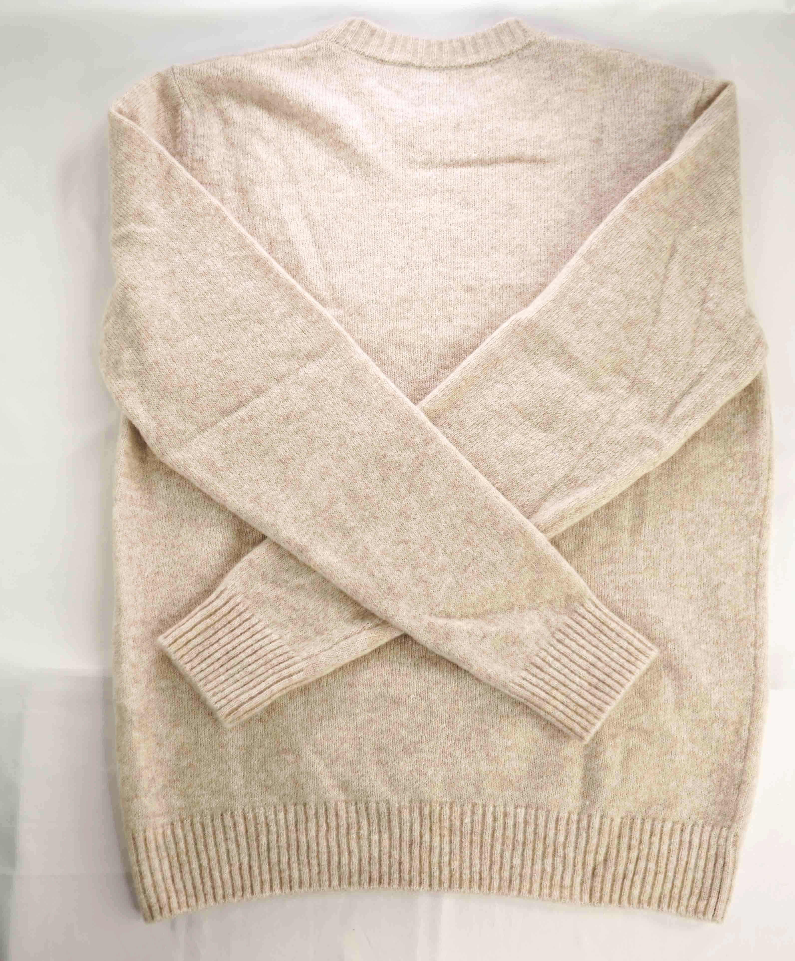 $1,095 ELEVENTY - CASHMERE & SILK Neutral Text Crewneck Sweater - M