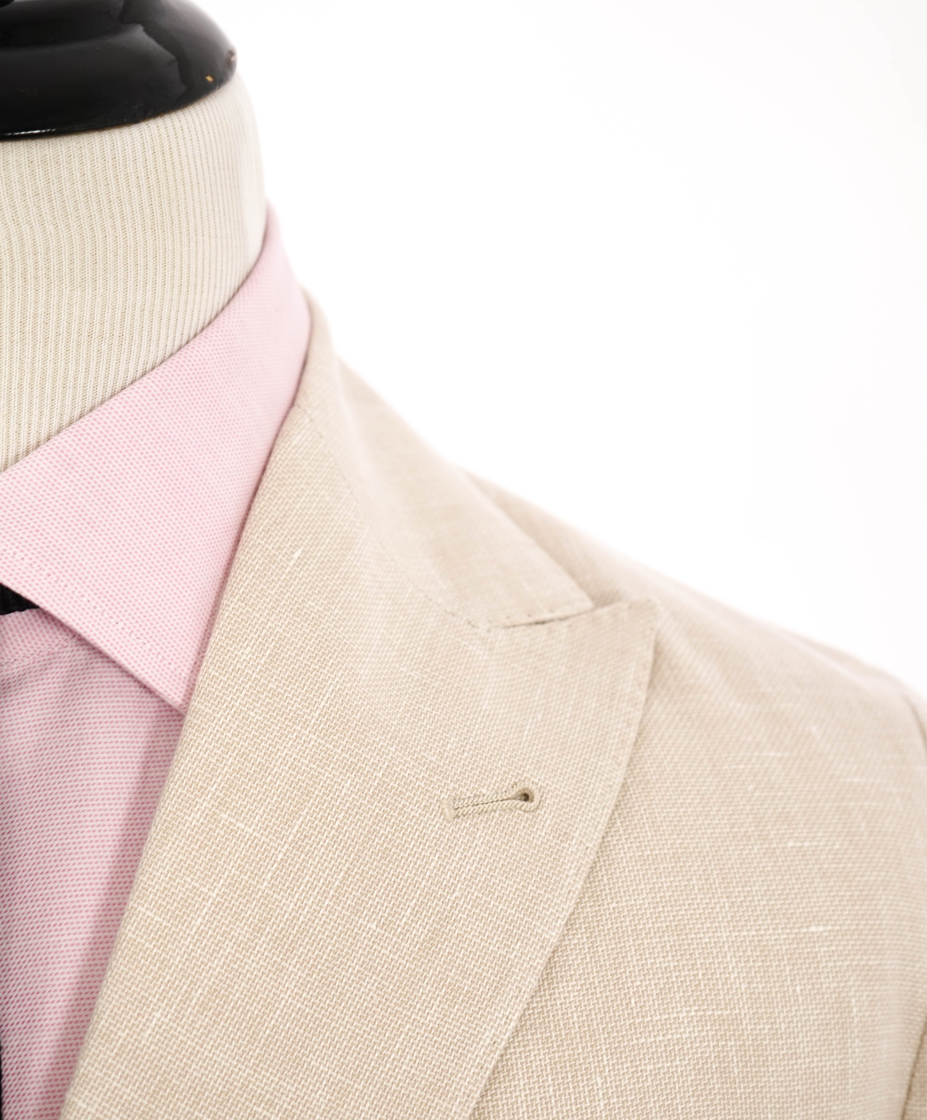 $1,795 ELEVENTY - Patch Pocket Ivory COTTON/LINEN Double-Breasted SUIT - 40US