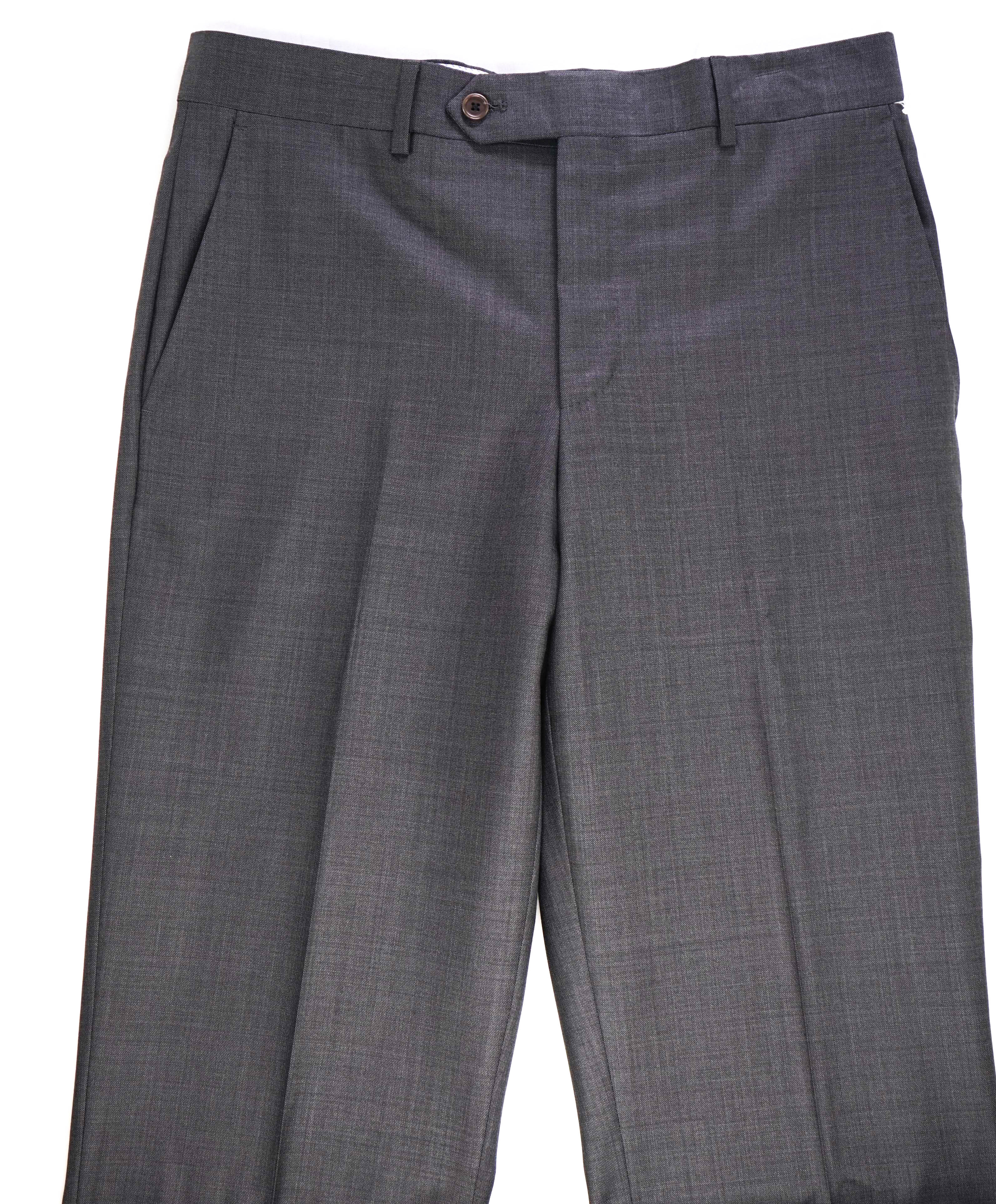 SAKS FIFTH AVE - Brown Solid "Classic" Wool MADE IN ITALY Flat Front Dress Pants - 32W