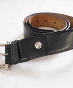 $535 SALVATORE FERRAGAMO - Black Single Gancini Buckle Leather Belt - 38W