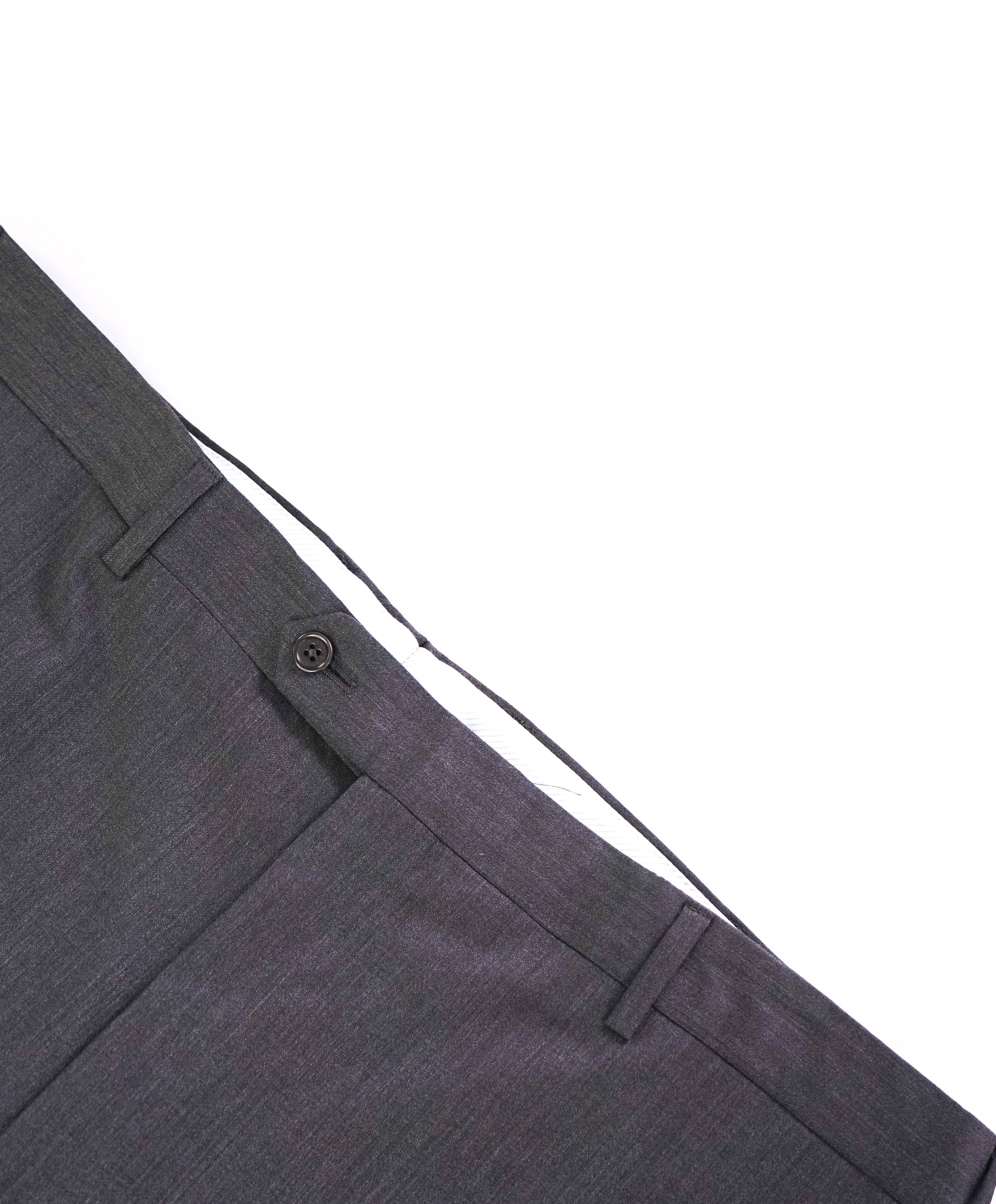 SAKS FIFTH AVE - Gray Wool/SILK 'SLIM' MADE IN ITALY Flat Front Dress Pants - 40W