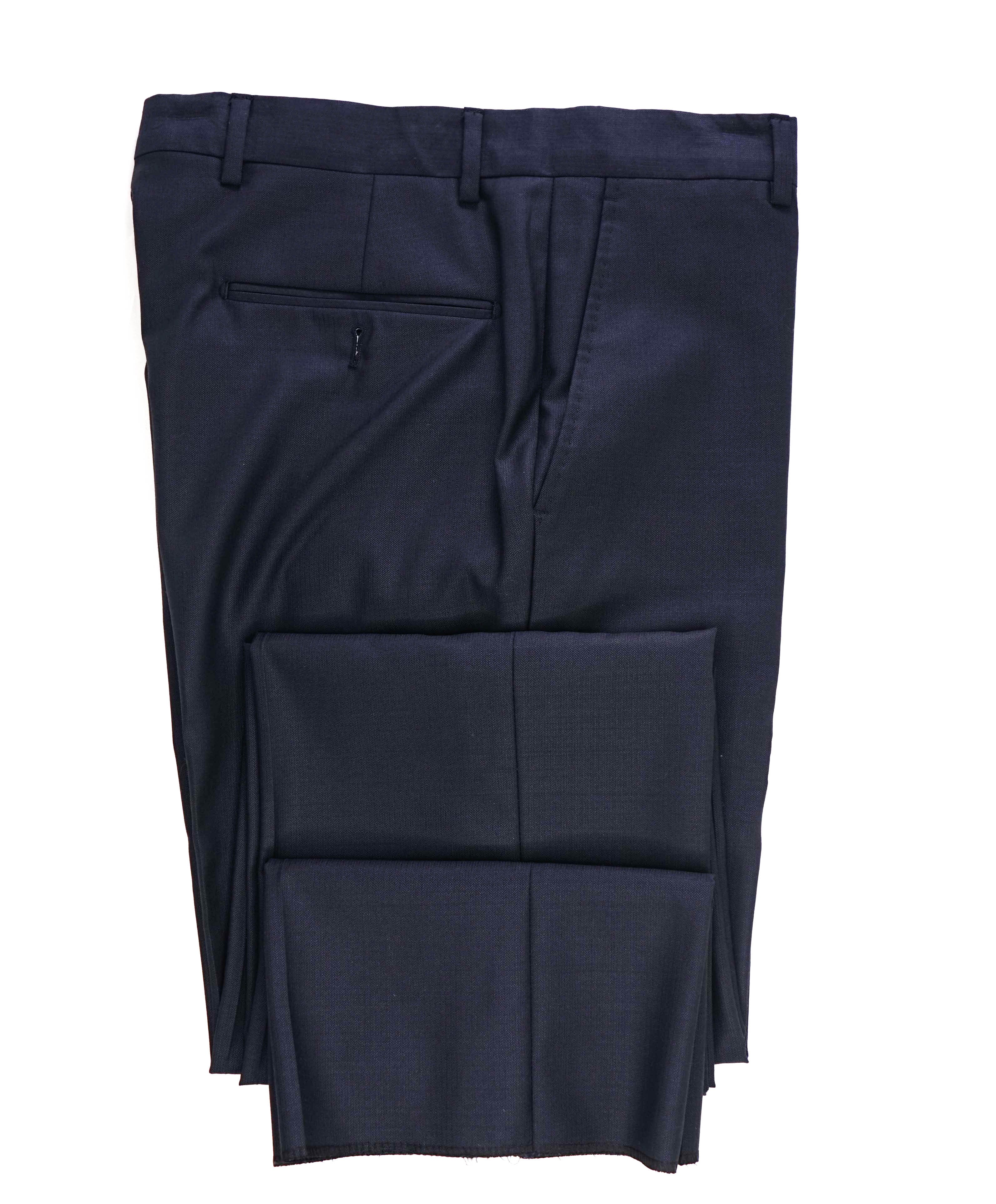 SAKS FIFTH AVE - Navy Wool MADE IN ITALY Flat Front Dress Pants - 32W