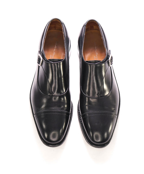 SALVATORE FERRAGAMO - "TRAMEZZA" Black Classic Single Monk Loafers - 9.5 EE