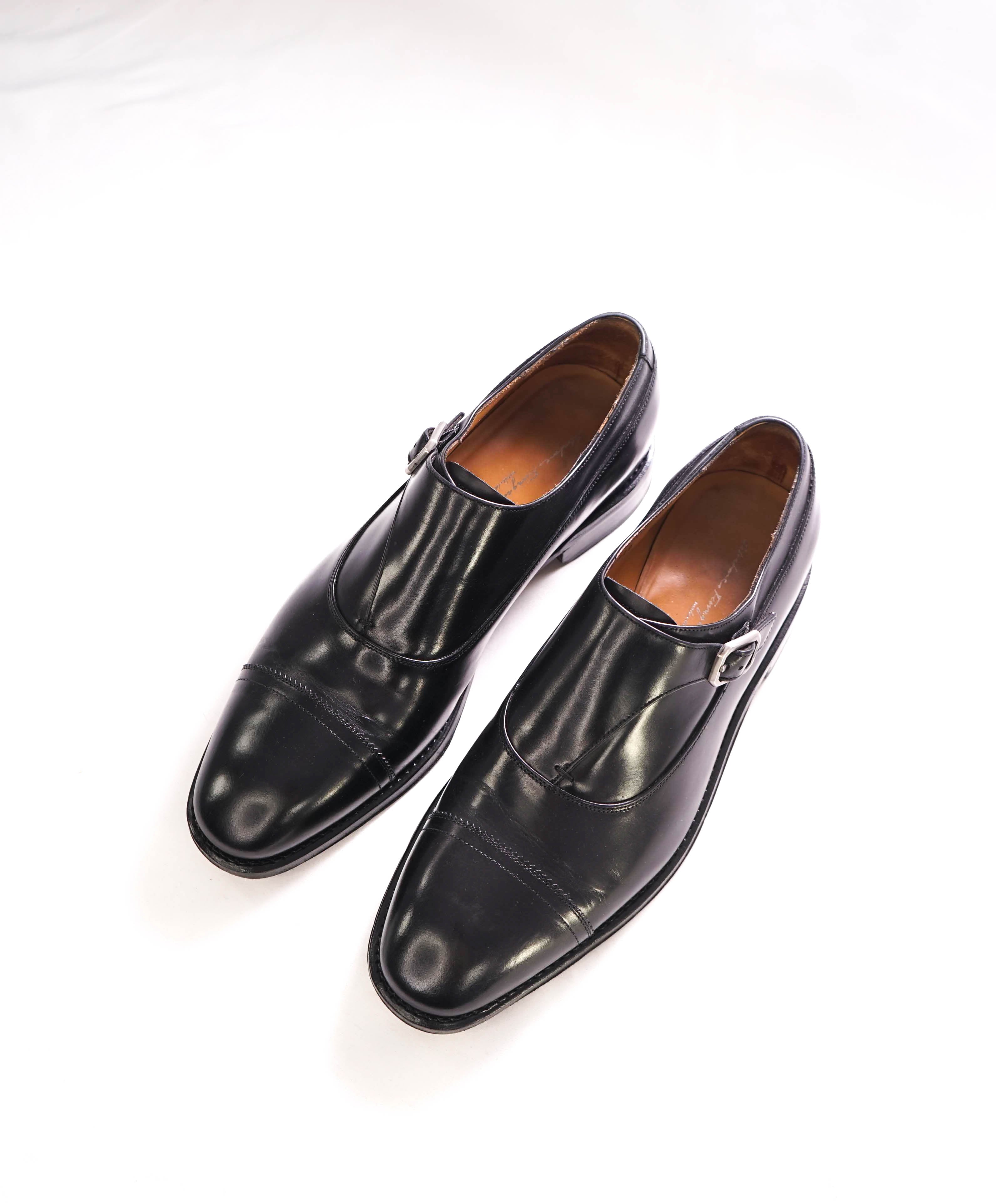 SALVATORE FERRAGAMO - "TRAMEZZA" Black Classic Single Monk Loafers - 9.5 EE