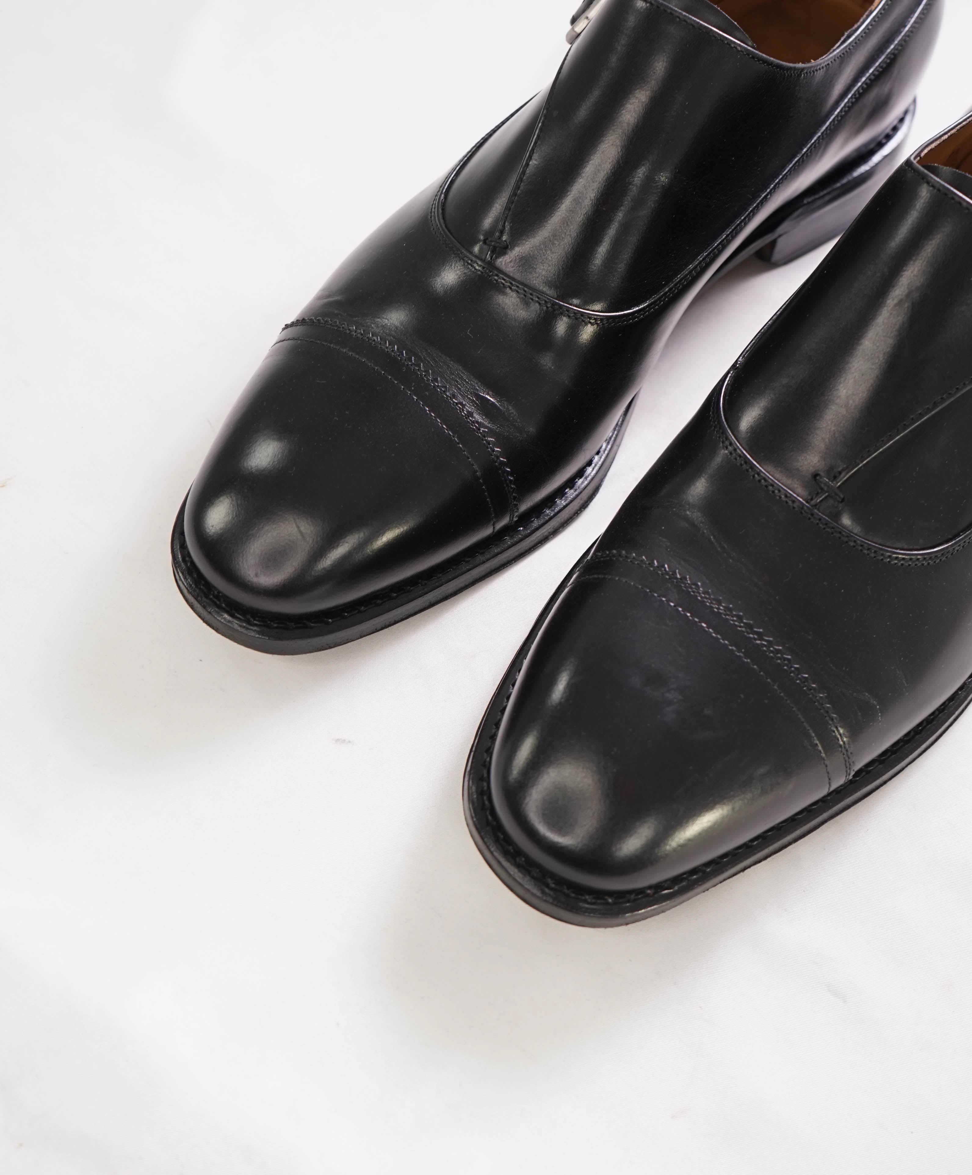 SALVATORE FERRAGAMO - "TRAMEZZA" Black Classic Single Monk Loafers - 9.5 EE