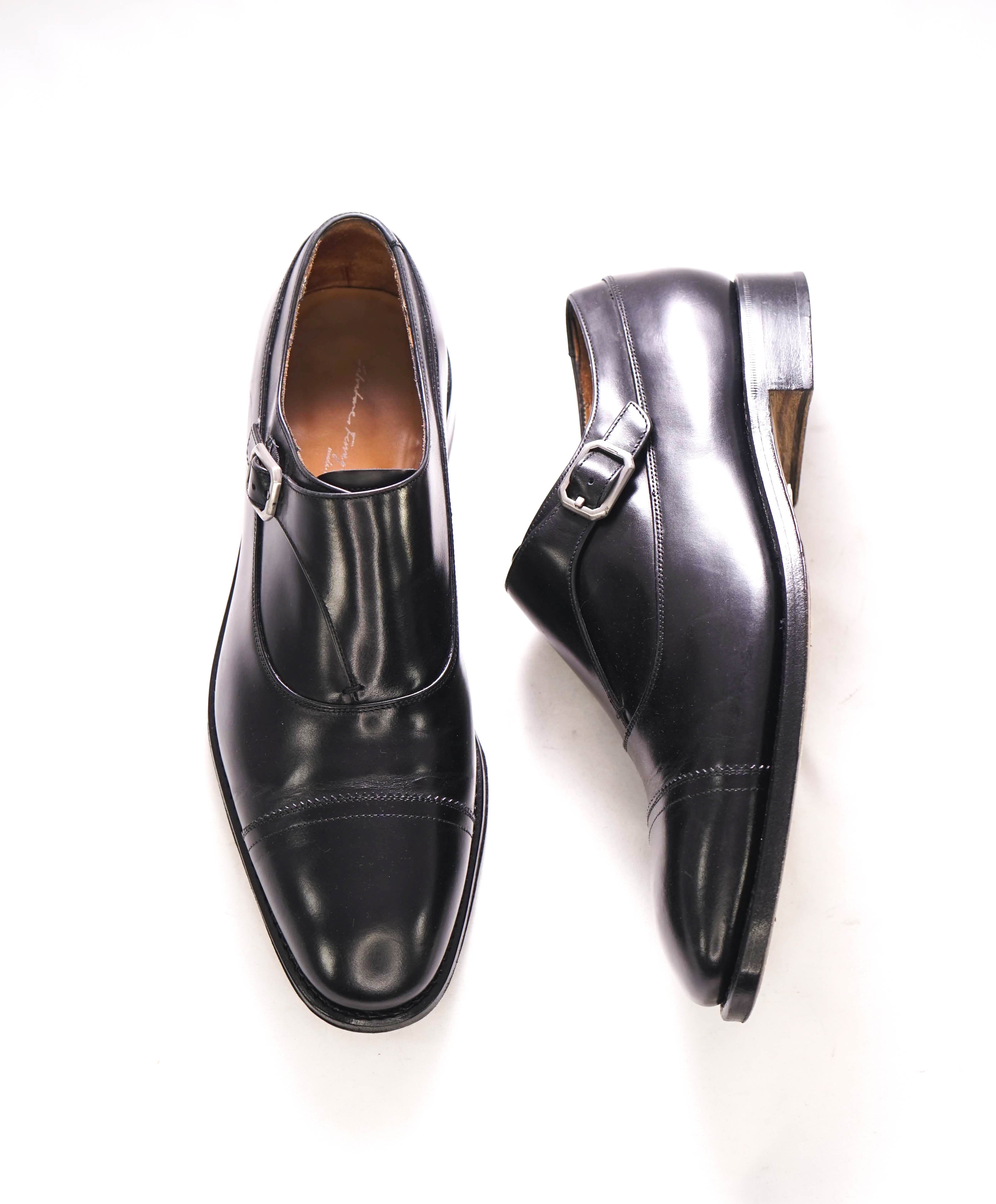 SALVATORE FERRAGAMO - "TRAMEZZA" Black Classic Single Monk Loafers - 9.5 EE