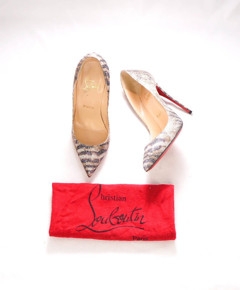 $945 CHRISTIAN LOUBOUTIN - "Pigalle Follies" Glitter Sirene 120 Heels Pumps - 36.5