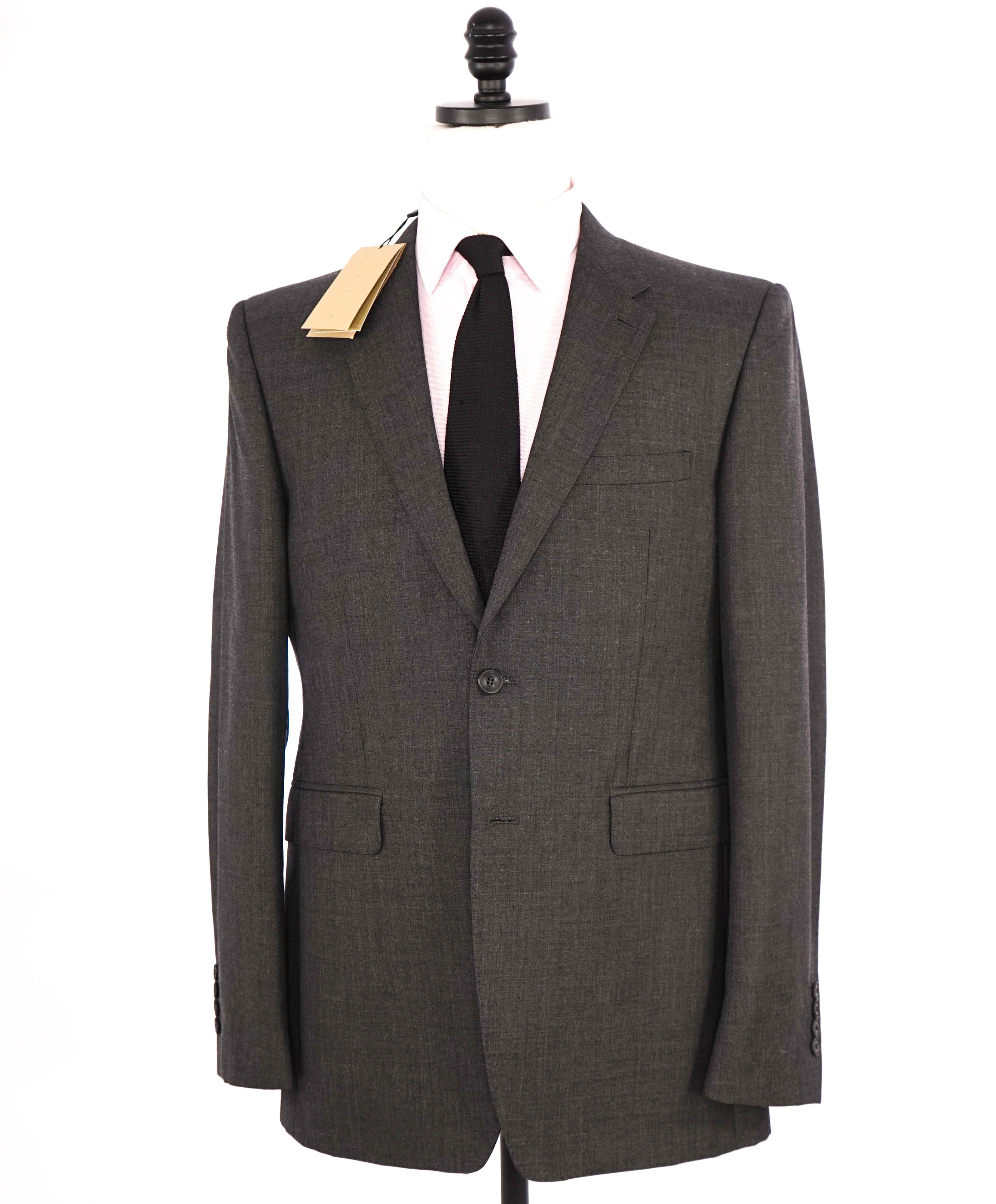 $2,395 BURBERRY LONDON - Made In Italy Wool Gray "MILBURY" LOGO Suit - 42R