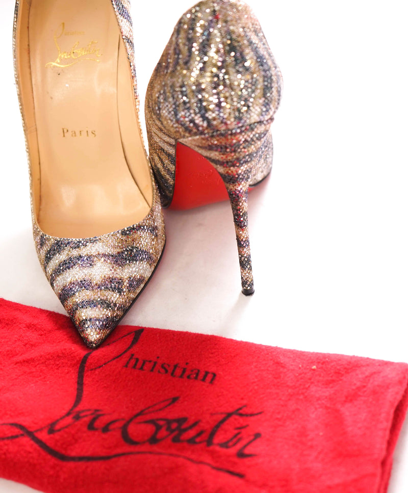 $945 CHRISTIAN LOUBOUTIN - "Pigalle Follies" Glitter Sirene 120 Heels Pumps - 36.5