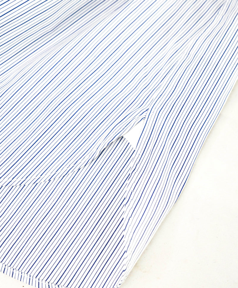 $890 ZEGNA - Regular fit "Centoventimila" Blue Stripe Button Down Shirt - 15.5 (39)