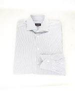 $890 ZEGNA - Regular fit "Centoventimila" Blue Stripe Button Down Shirt - 15.5 (39)