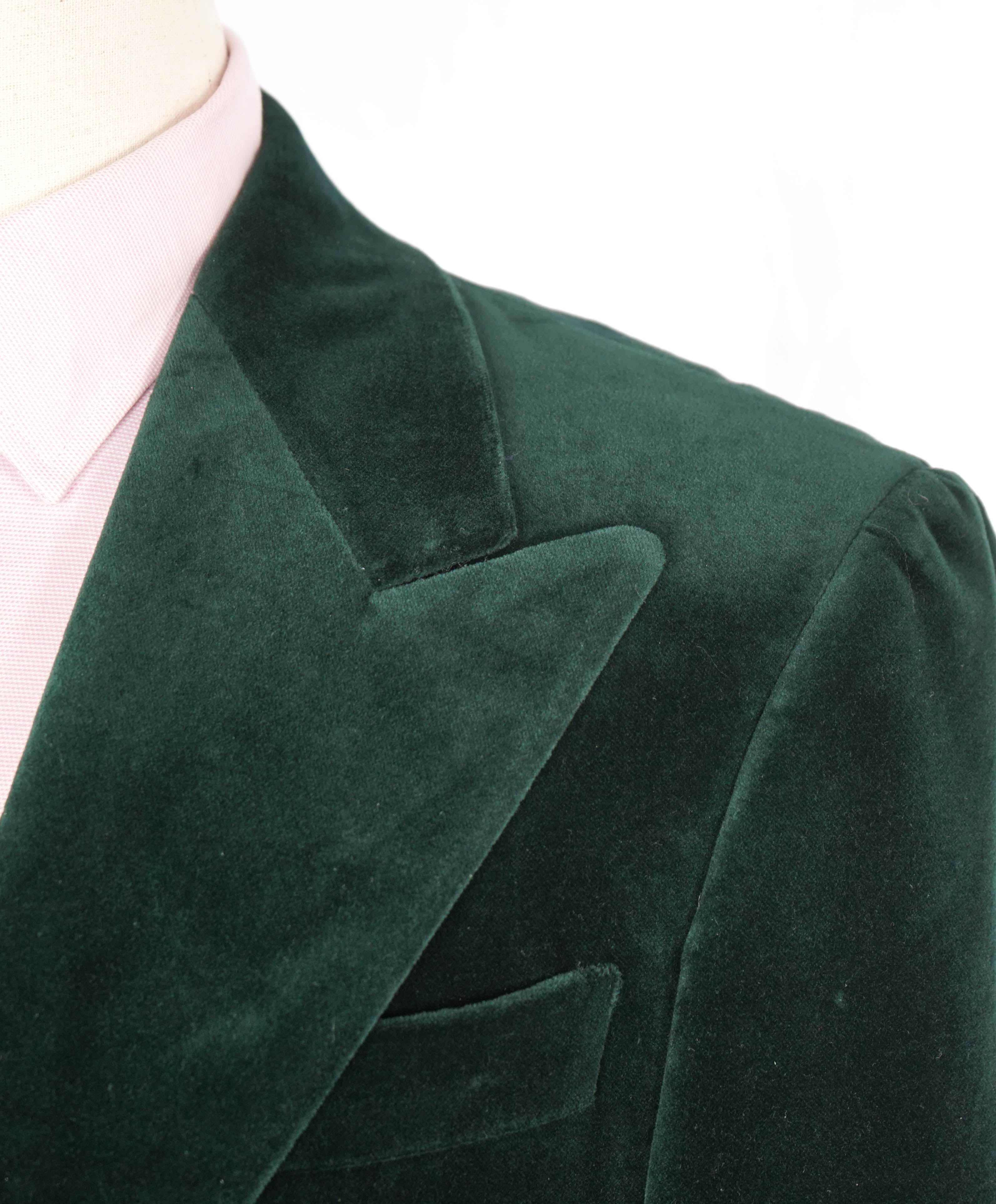 CANALI - Velvet Emerald Green Peak Lapel Dinner/Smoking Jacket - 40R