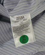 $890 ZEGNA - Regular fit "Centoventimila" Blue Stripe Button Down Shirt - 15.5 (39)