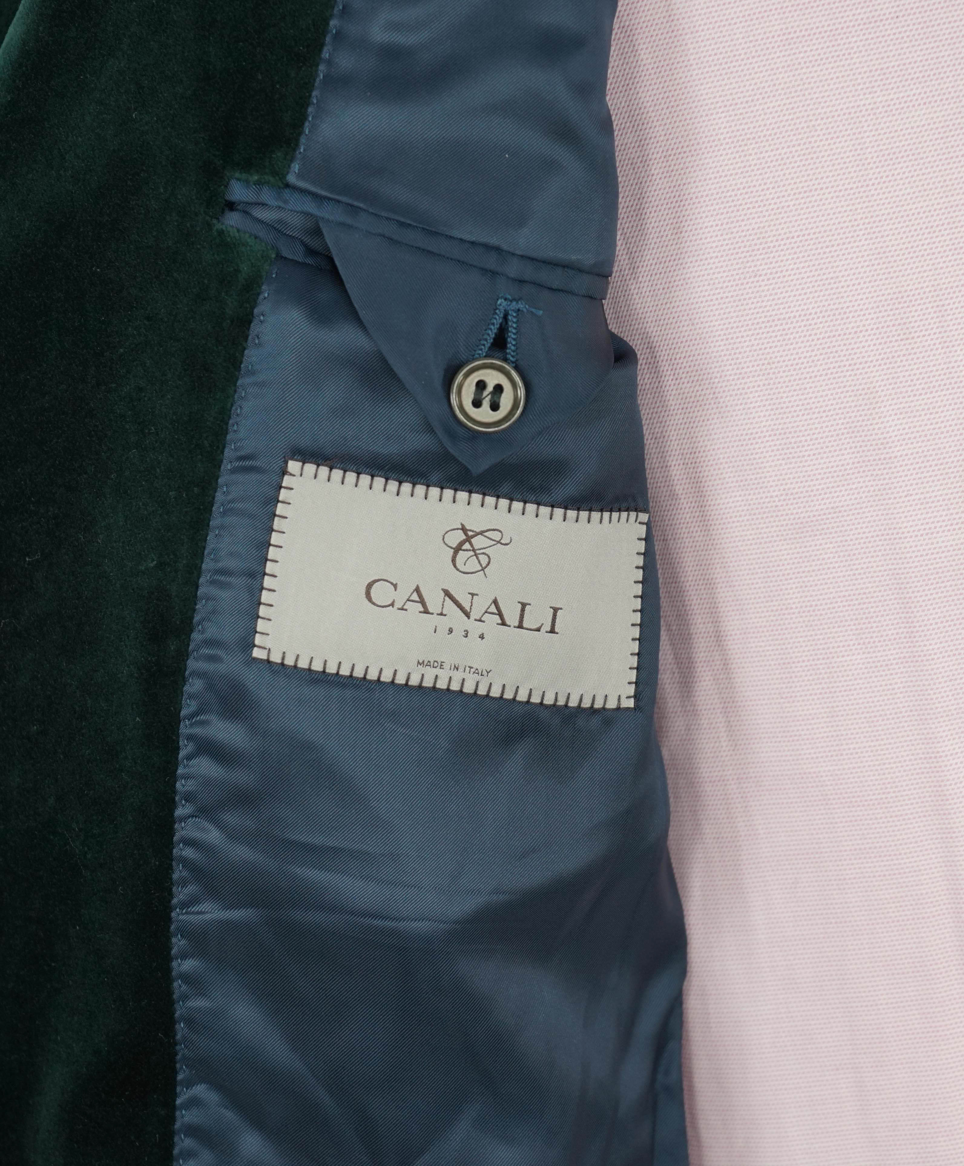 CANALI - Velvet Emerald Green Peak Lapel Dinner/Smoking Jacket - 40R