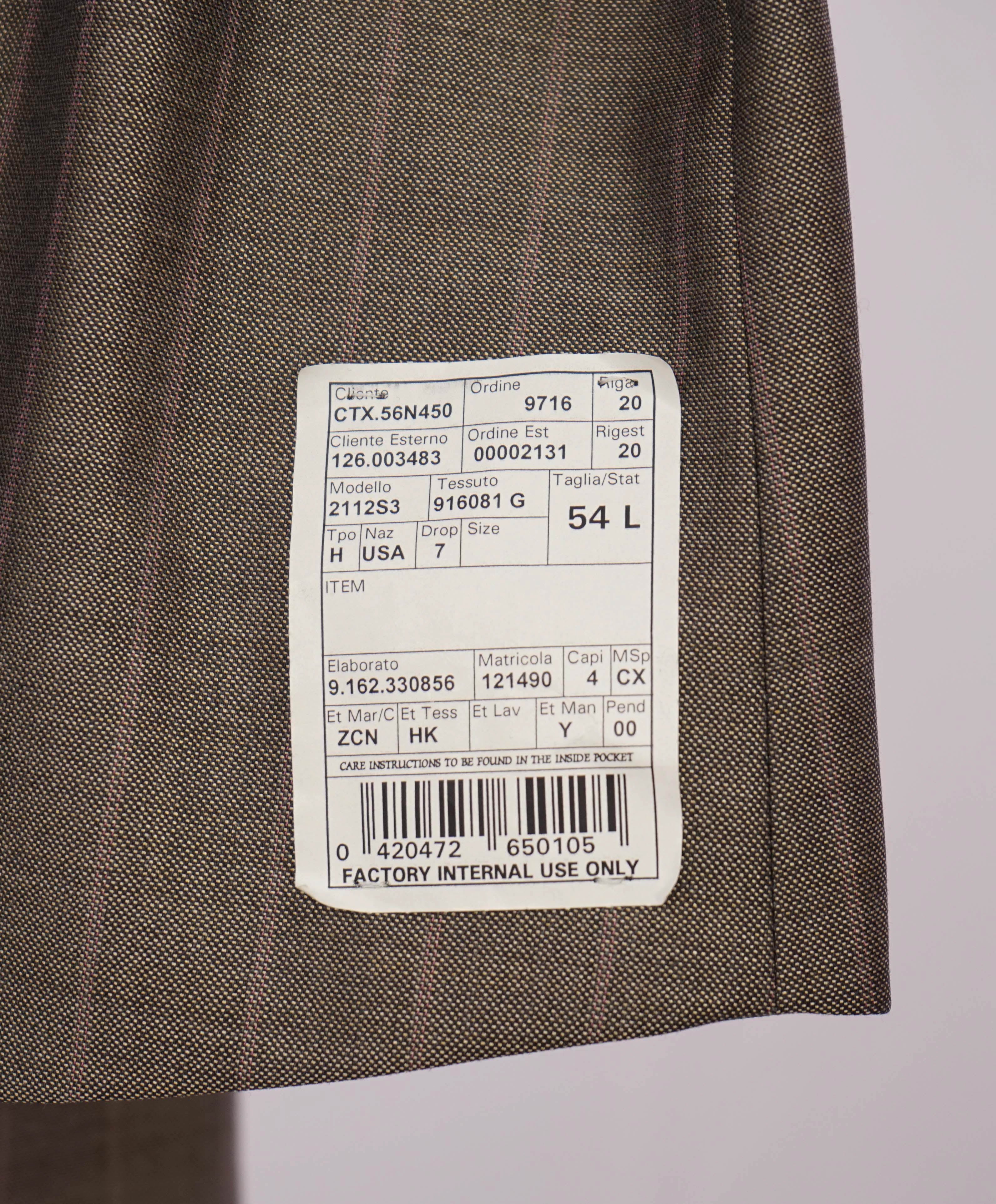 $3,295 ERMENEGILDO ZEGNA - Brown Chalk Stripe WOOL & SILK Suit Brown - 44L