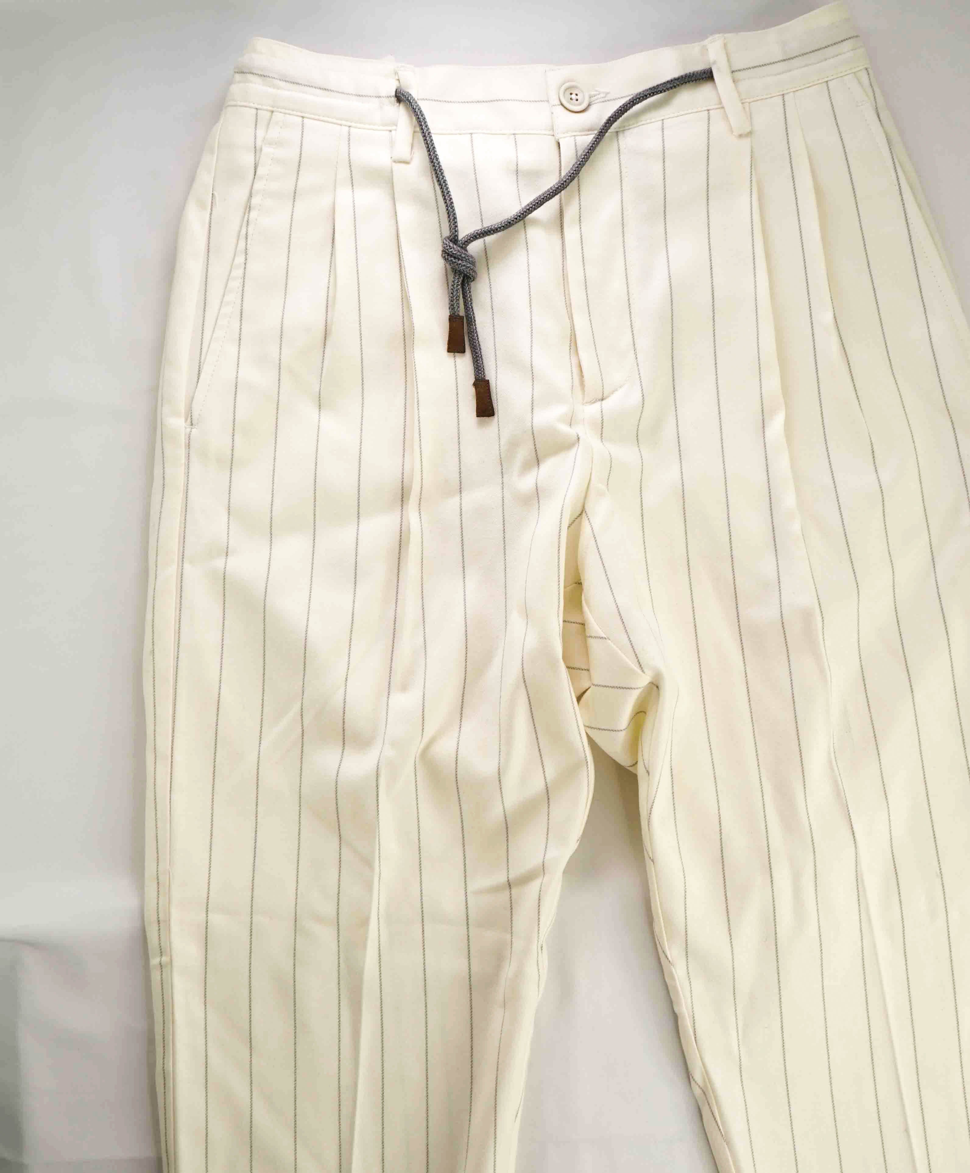 $2,545 ELEVENTY - Ivory Chalk Stripe CASHMERE / WOOL Blend Dress Pants - 33W