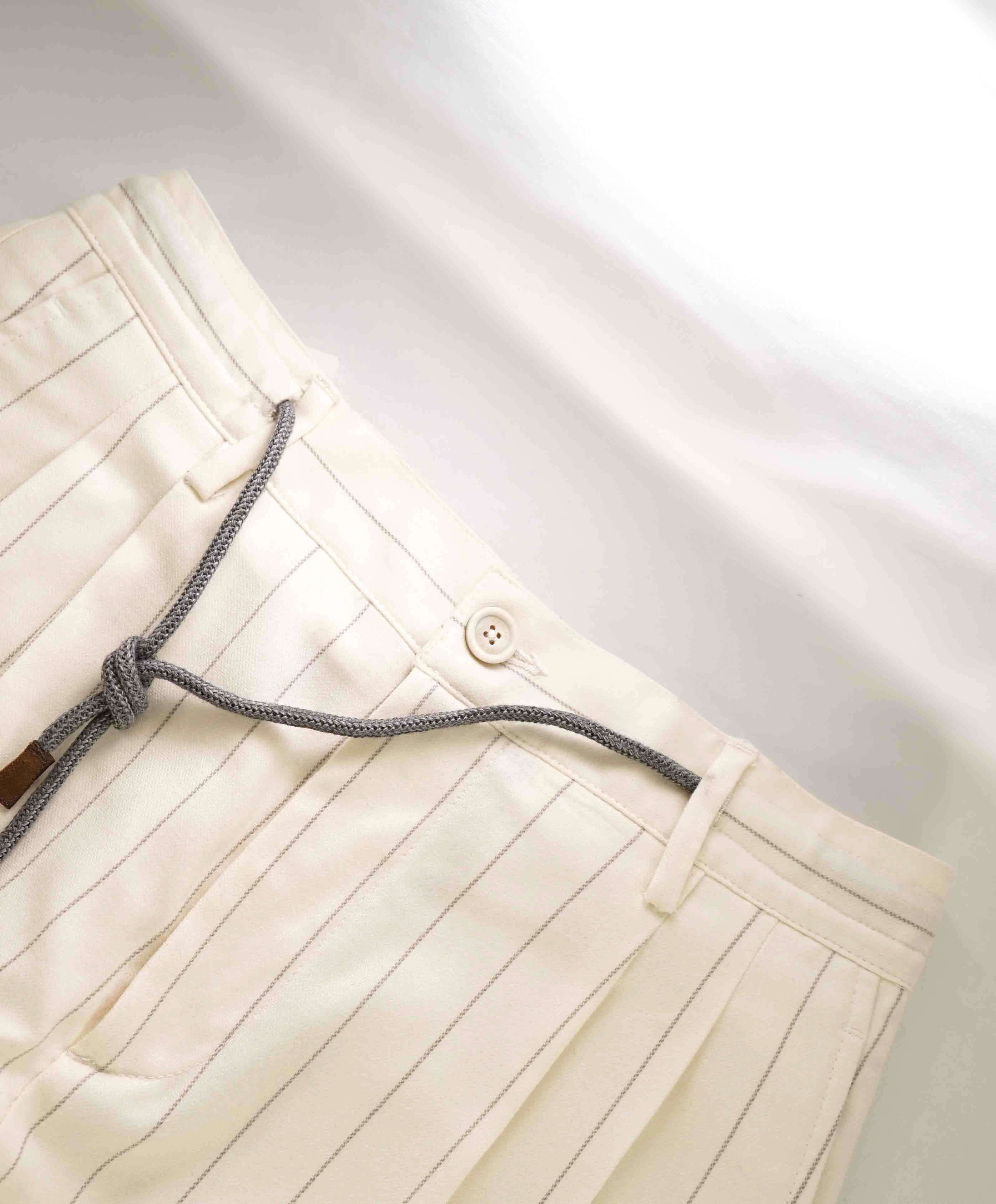 $2,545 ELEVENTY - Ivory Chalk Stripe CASHMERE / WOOL Blend Dress Pants - 33W