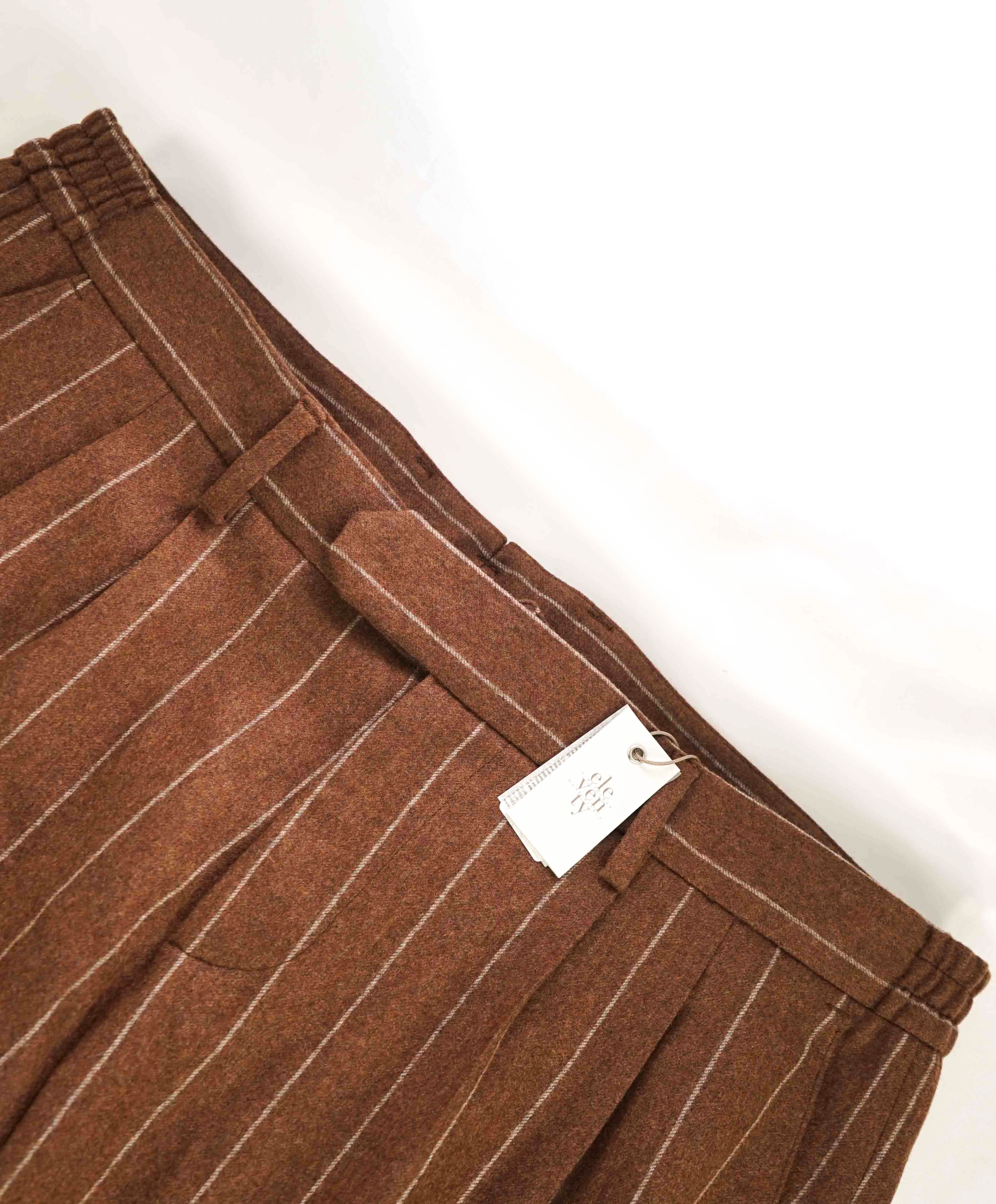 $1,795 ELEVENTY -*PLATINUM LINE* CASHMERE Brown Chalk Stripe Pants- 37W