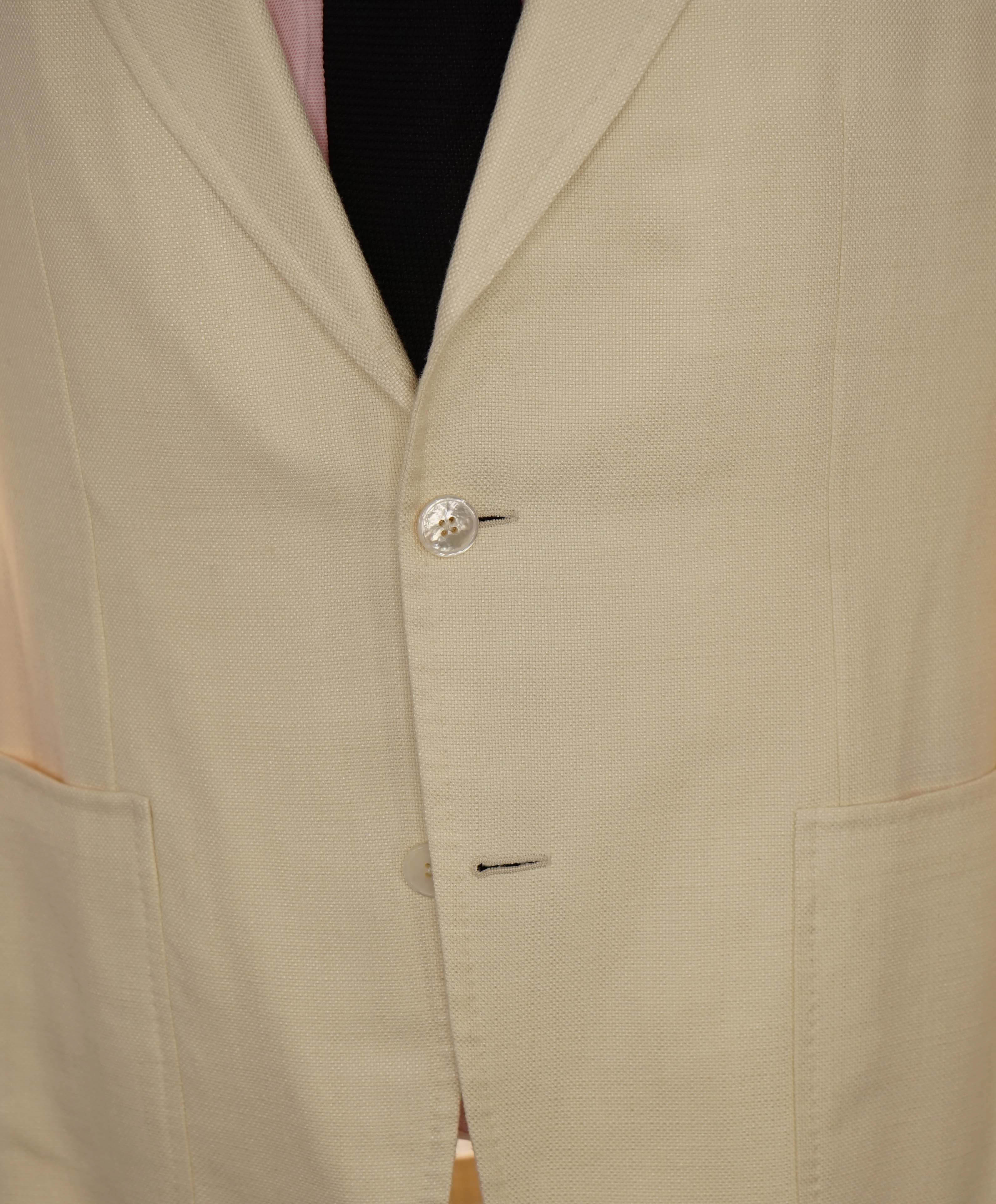 $3,295 ERMENEGILDO ZEGNA - "SILK/COTTON" Ivory Peak Lapel Blazer - 42R