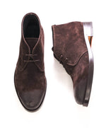 $700 CANALI - Brown Distressed Suede Lace-Up Ankle Boots  - 10 US (43 EU)