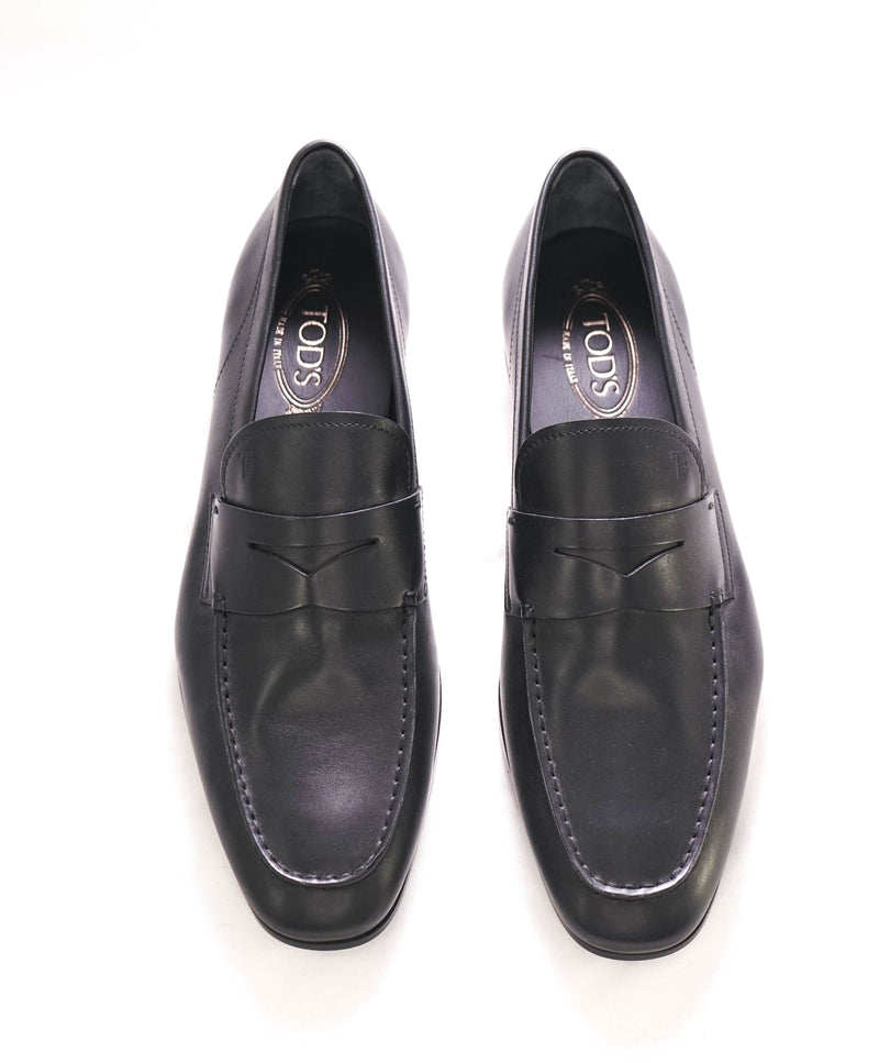 $675 TOD’S - Black Penny Loafer Leather LOGO Vamp Loafer - (10.5 Tod's) 11.5 US