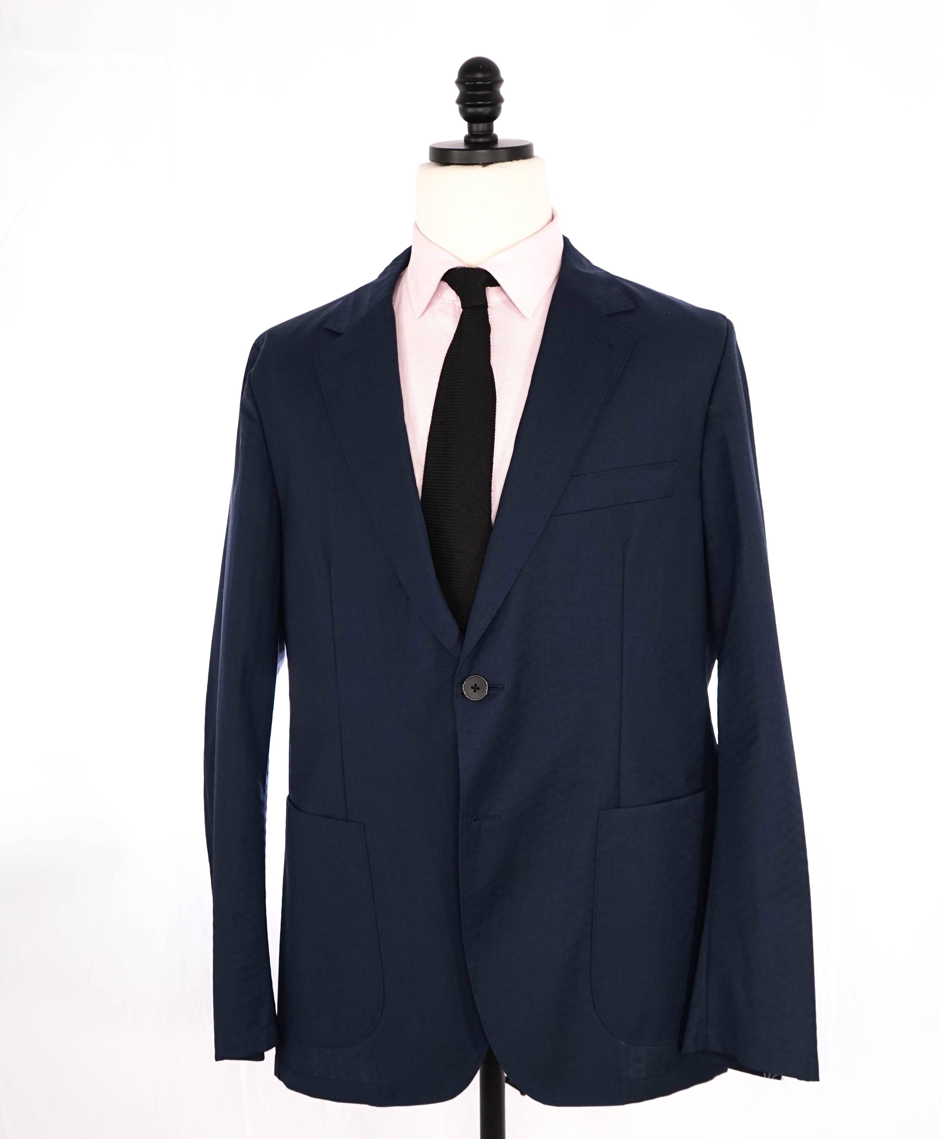 $1,795 PAUL STUART - Navy WOOL SEERSUCKER Patch Pocket Blazer - 46R