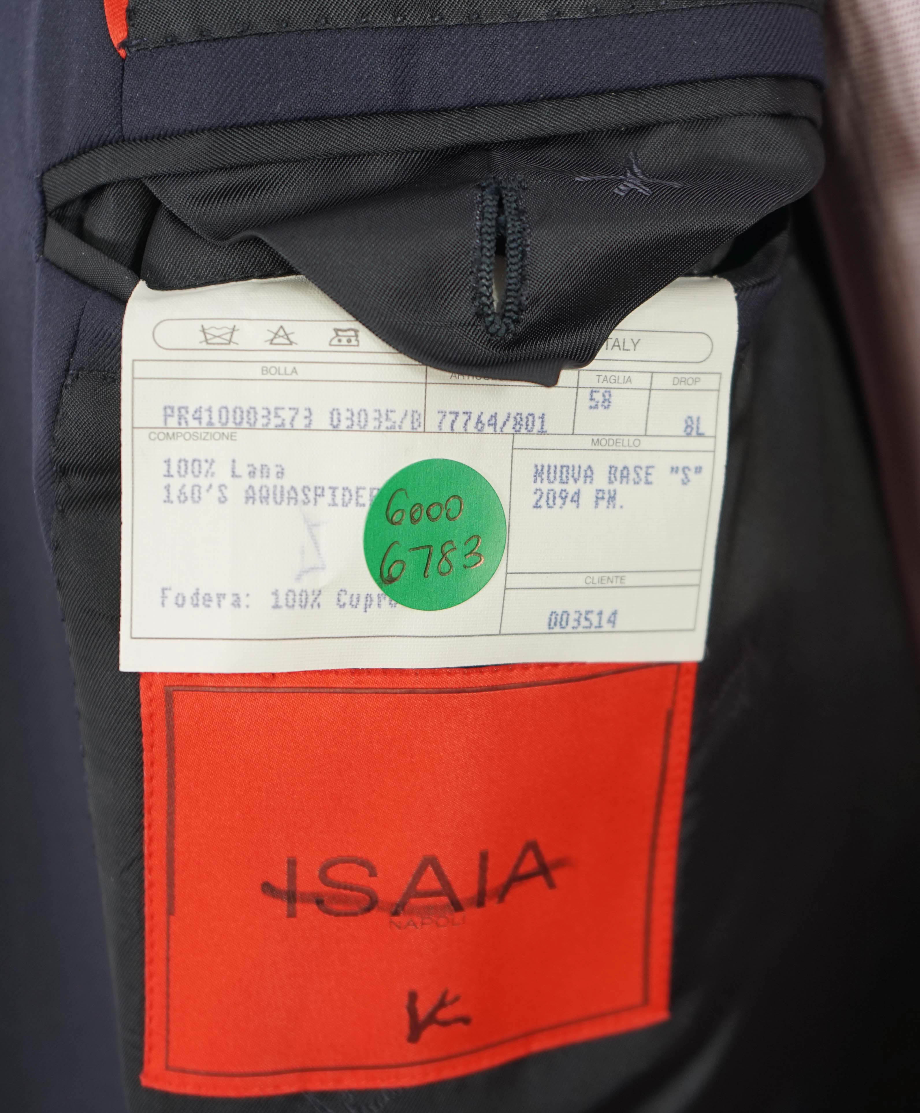 $2,995 ISAIA - "AQUASPIDER S" Super 160's Navy Blue Blazer - 48L