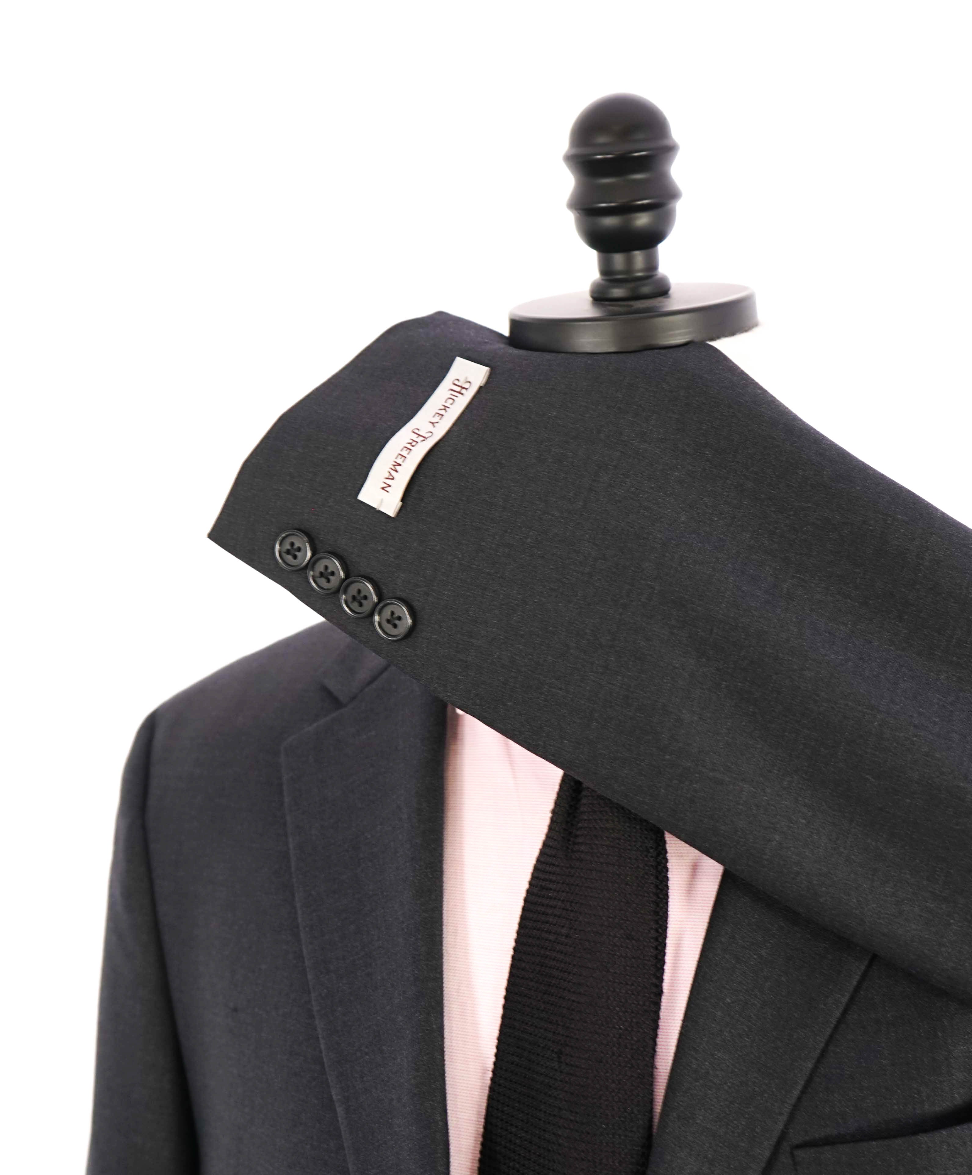 HICKEY FREEMAN - Solid Charcoal "Milburn ii" Notch Lapel Suit - 42L