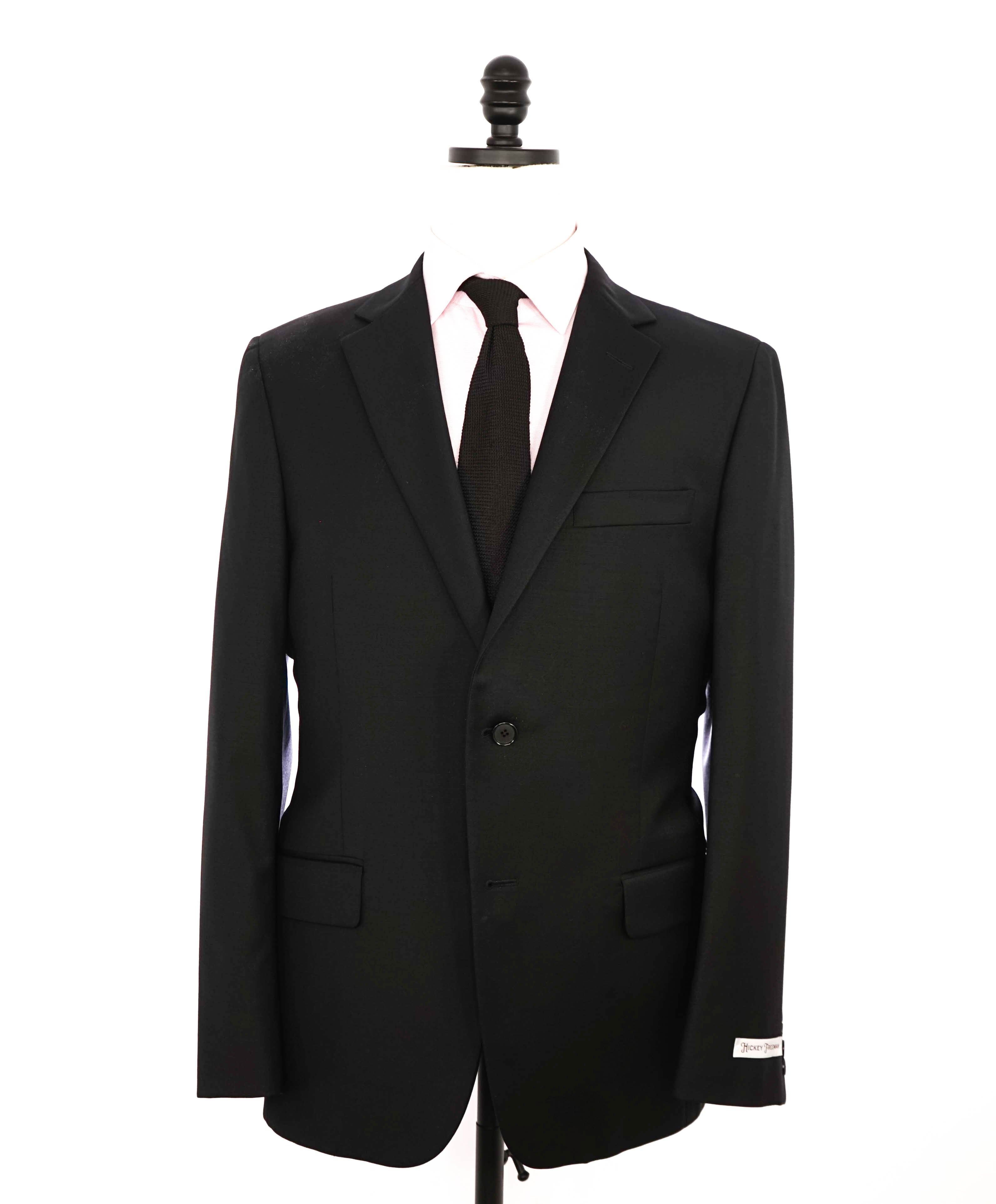 HICKEY FREEMAN - Solid Black "Milburn ii" Notch Lapel Suit - 42R 37W