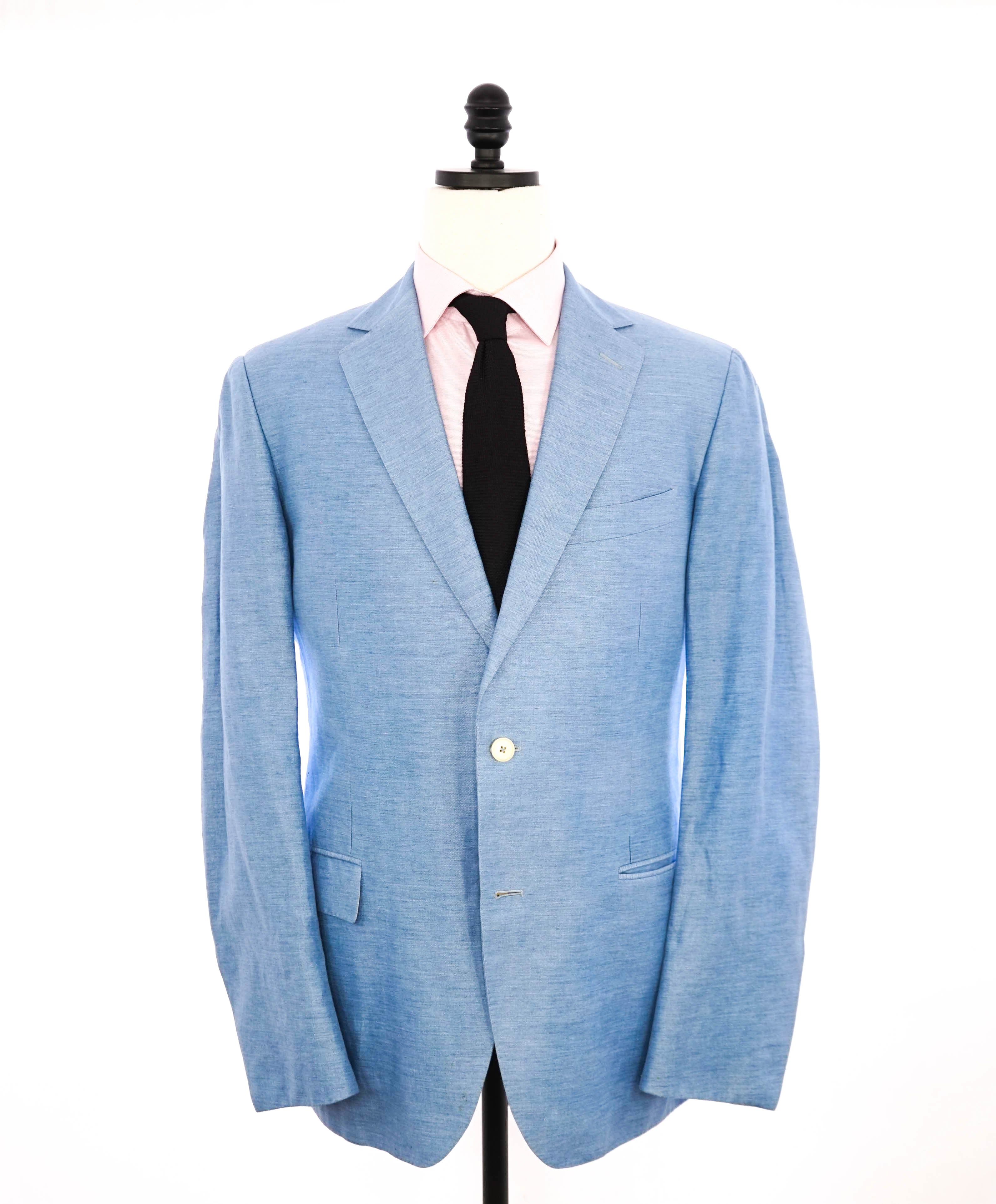 $2,895 ERMENEGILDO ZEGNA - Baby Blue LINEN/COTTON Blazer - 44R