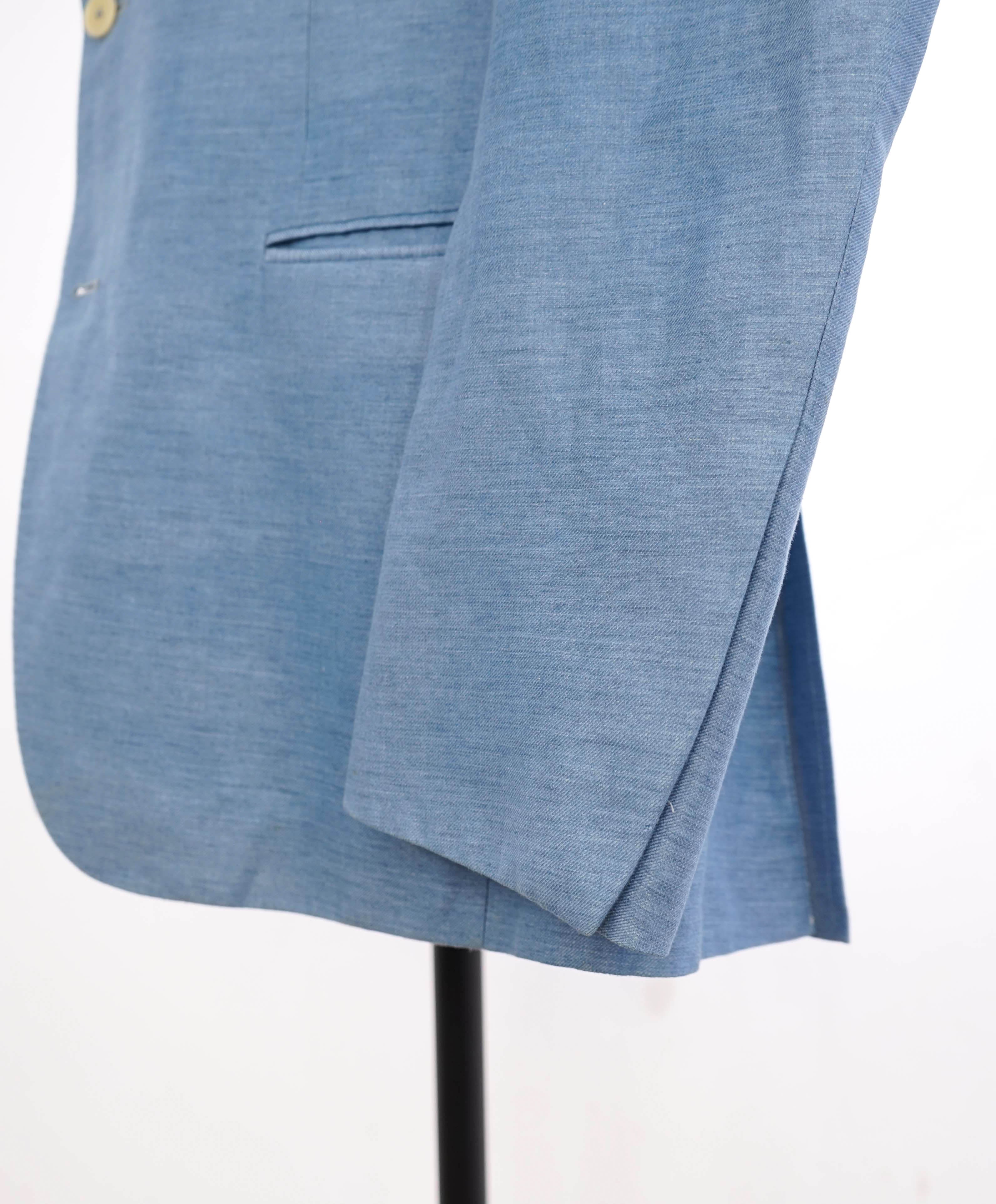 $2,895 ERMENEGILDO ZEGNA - Baby Blue LINEN/COTTON Blazer - 44R