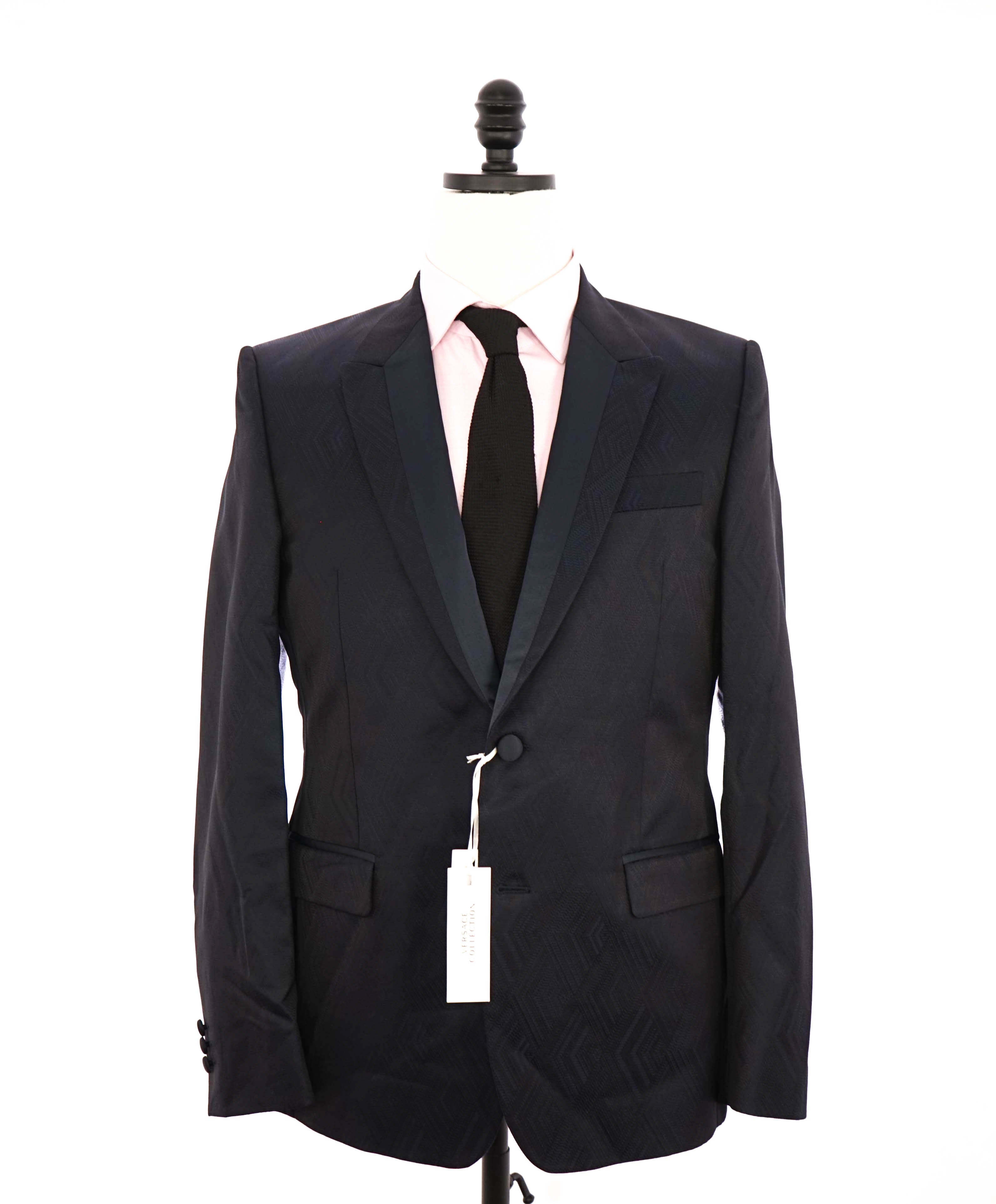 $1,195 VERSACE - Navy Blue PEAK LAPEL TuxDinner Jacket Blazer  - 38R