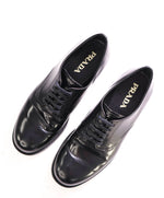 $1,150 PRADA - Black Brushed Polished Leather Derby Lace-Ups - 9.5 US (8.5 Prada)