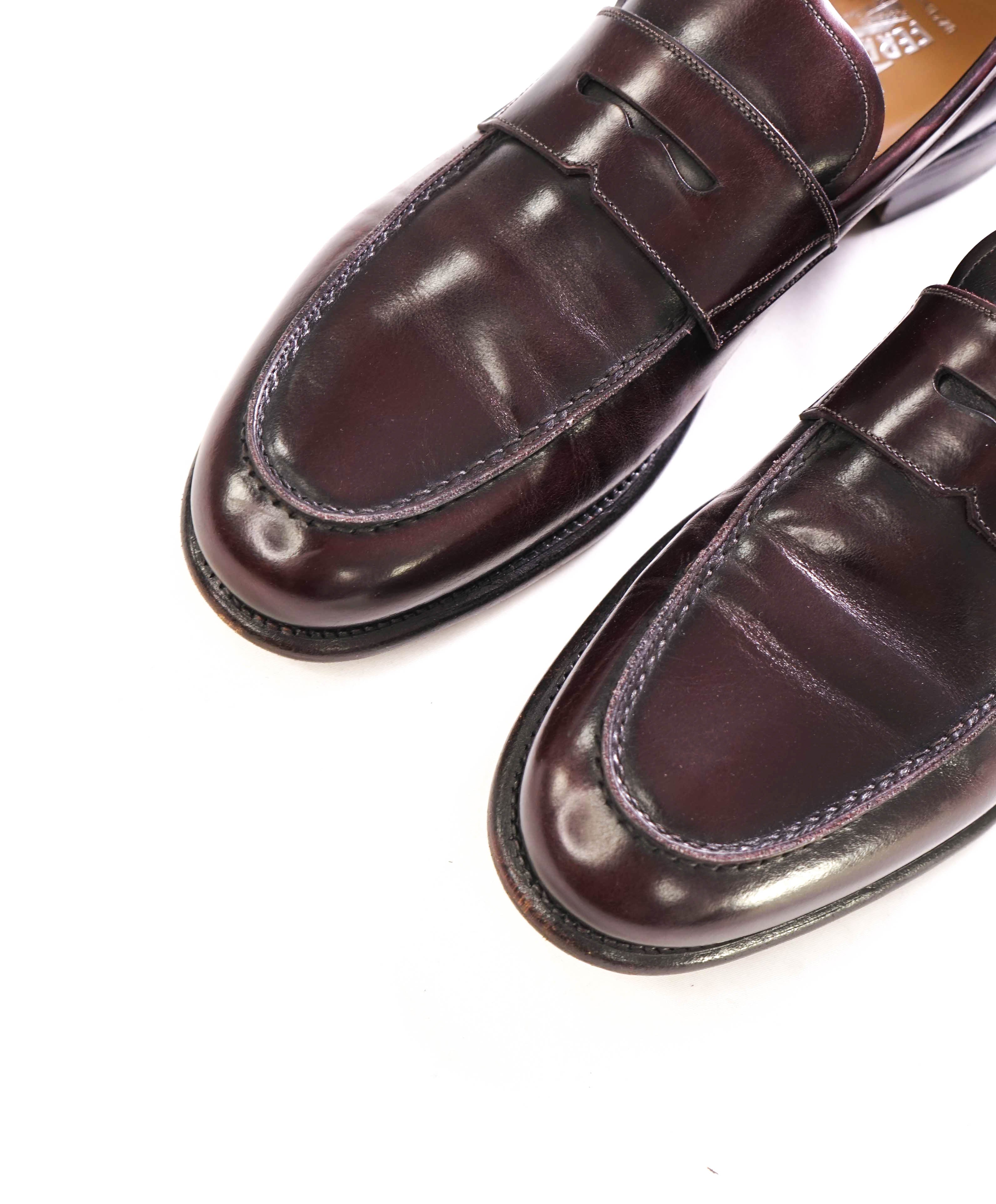 SALVATORE FERRAGAMO - "TRAMEZZA" Cherry Shell Cordovan Classic Penny Loafers - 11.5 B