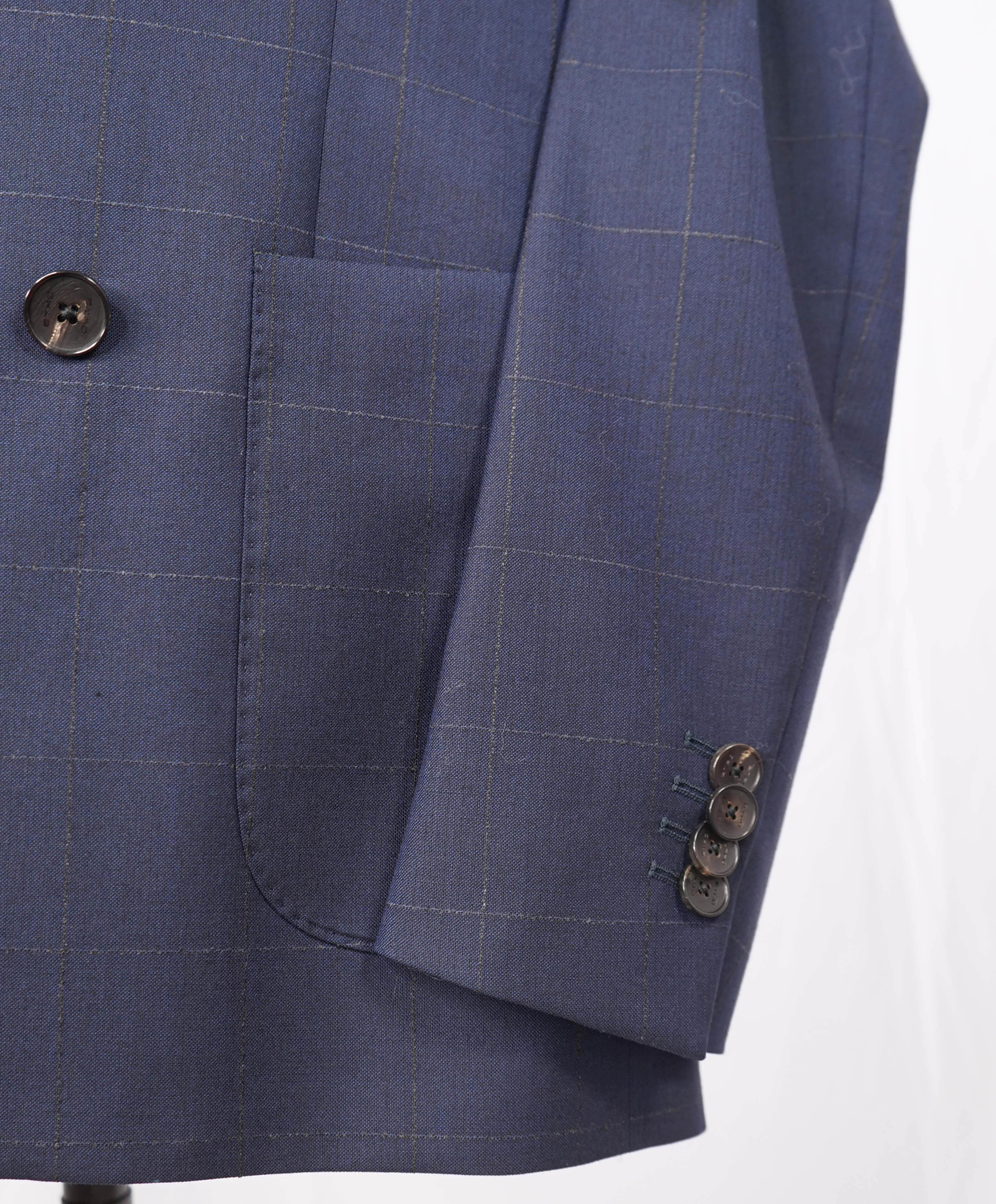 $3,395 ETRO - Navy Peak Lapel DOUBLE BREASTED Silk Lined Suit - 40R