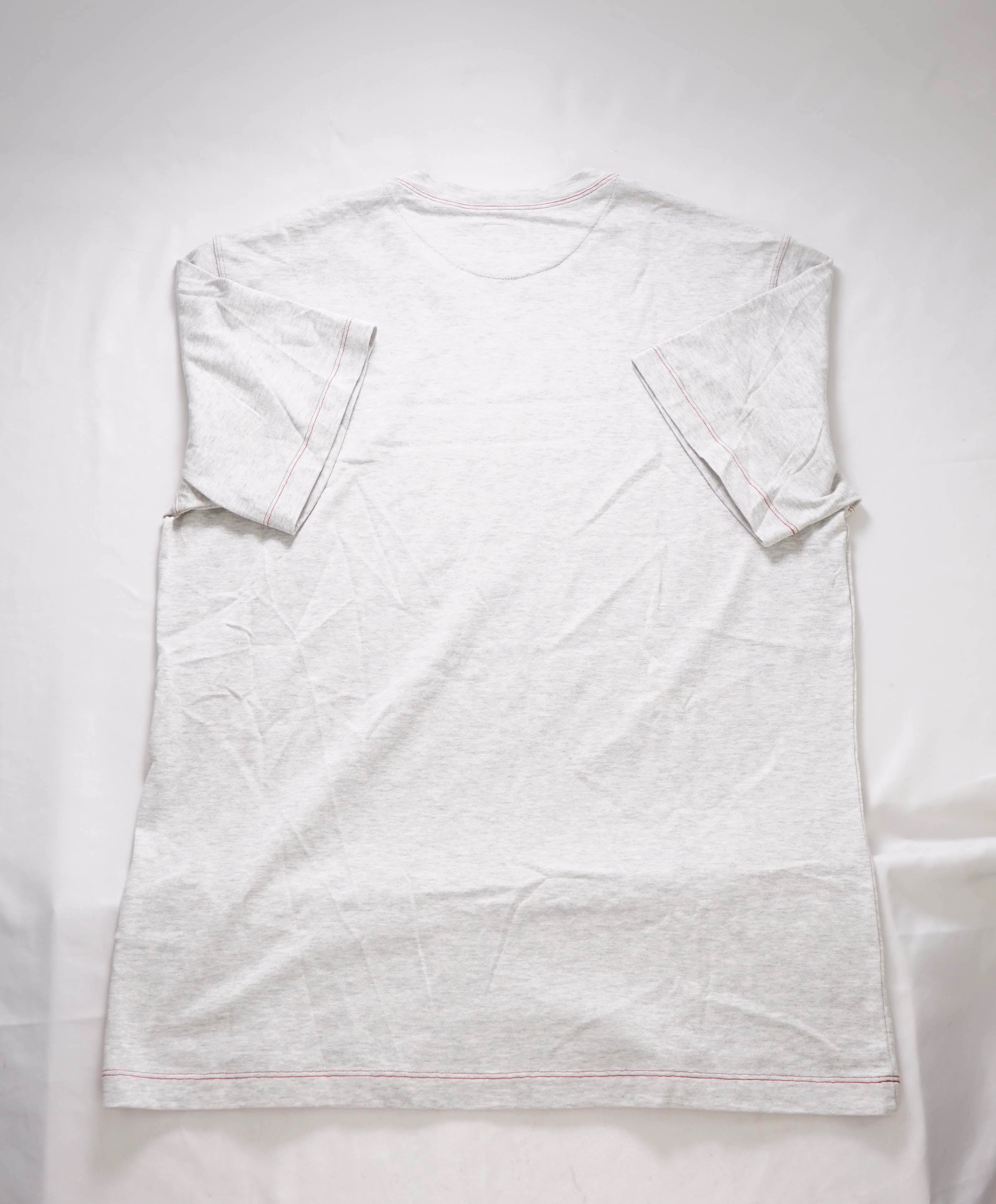 $195 ELEVENTY - Cotton Gray Short Sleeve T W Red Stitching - M