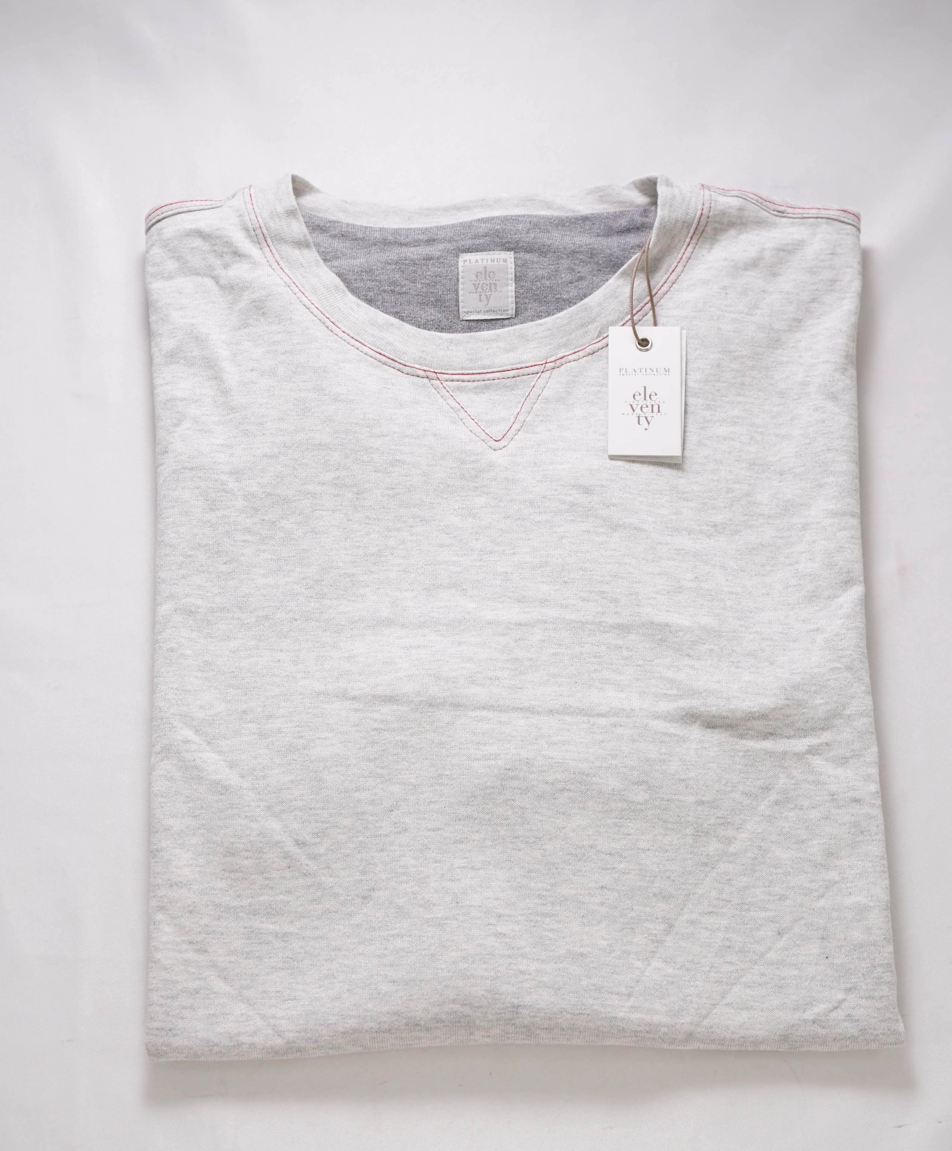 $195 ELEVENTY - Cotton Gray Short Sleeve T W Red Stitching - M