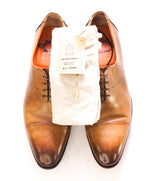 $1,295 SANTONI - "Fatte A Mano" Neutral Patina Texture Hand Made Oxford - 13 US (12 Santoni)