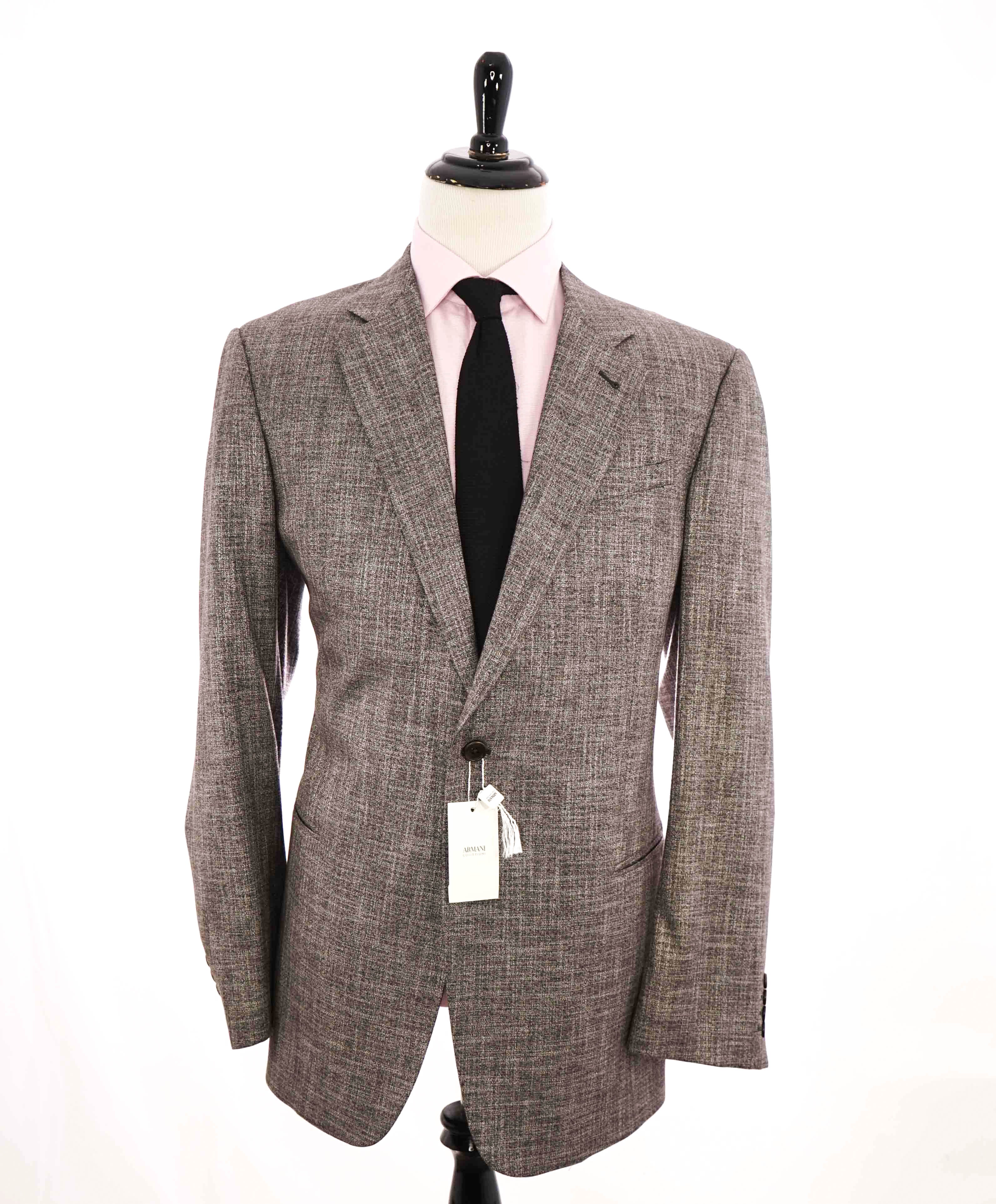 $1,495 ARMANI COLLEZIONI - Gray Sharkskin Notch Lapel Blazer - 44L