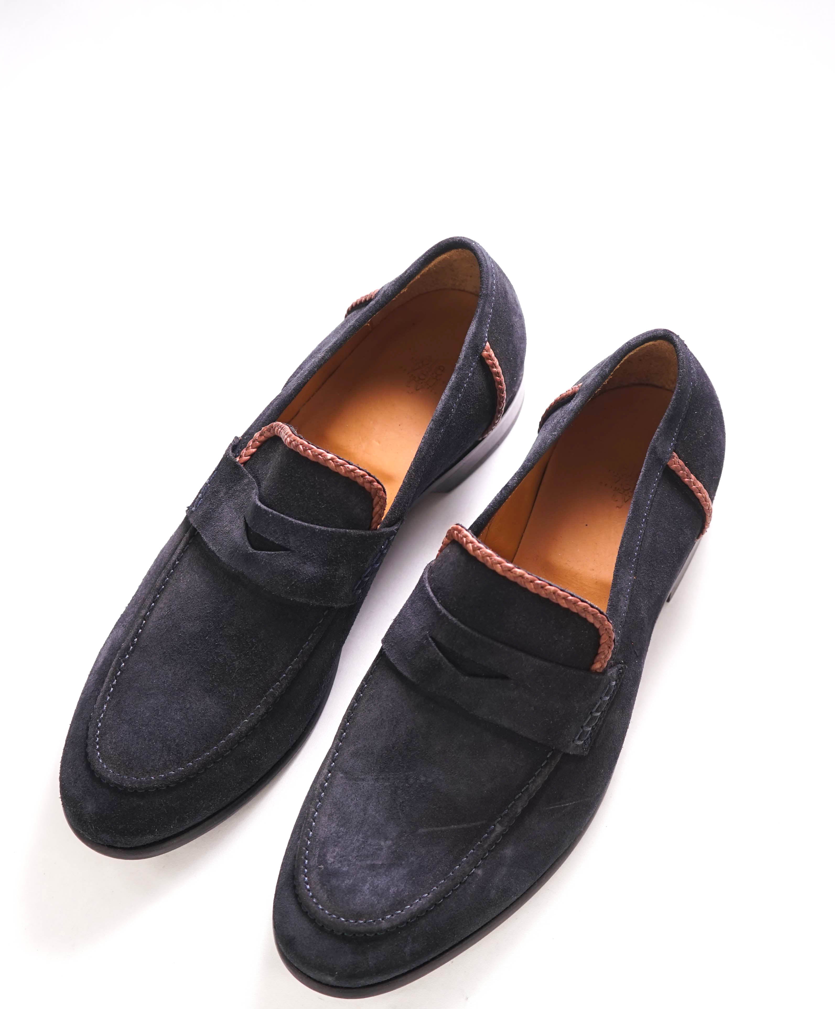 $595 ELEVENTY - Blue Suede Loafer BRAIDED Brunello Dress Shoes - 10 US (43EU)