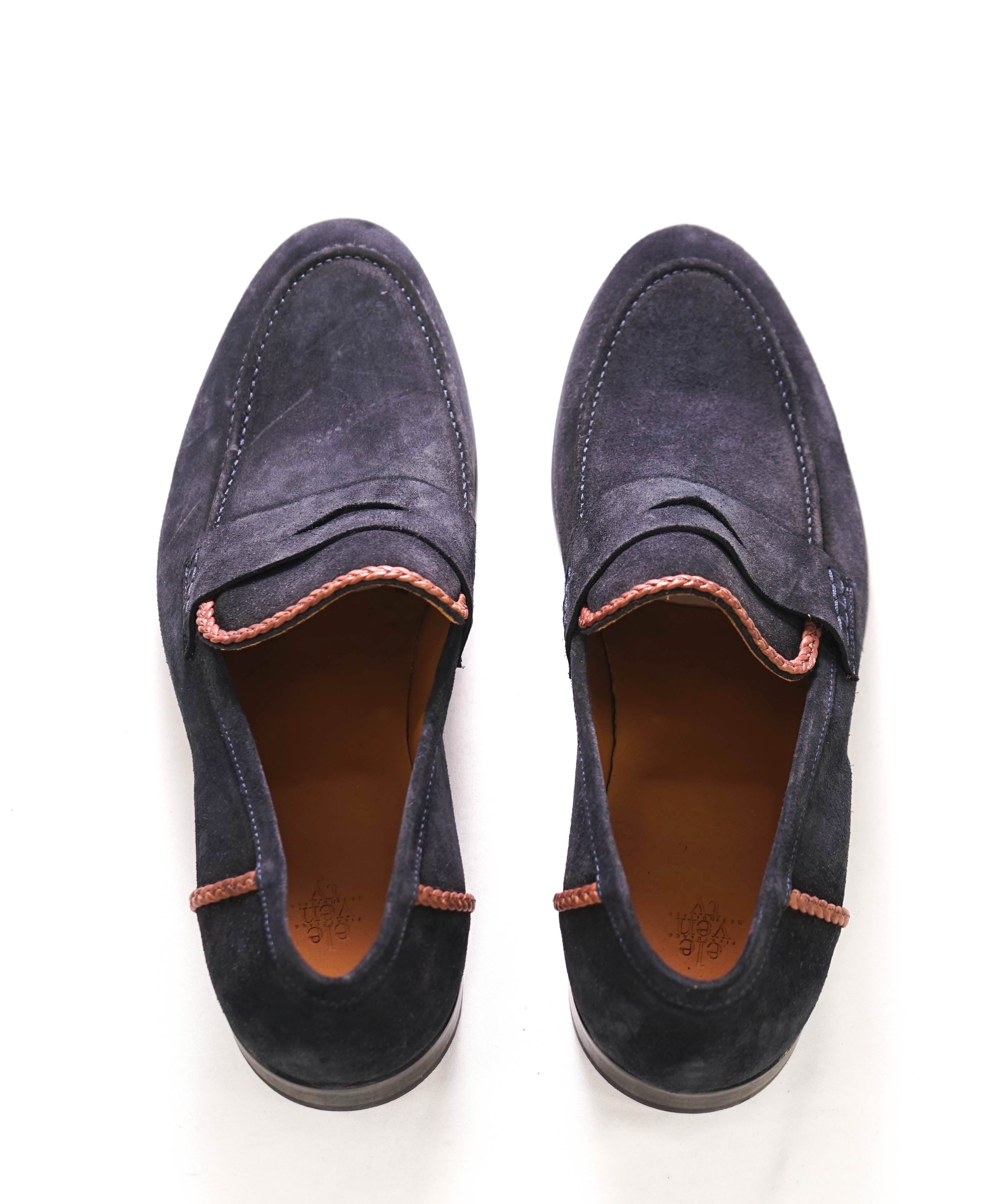 $595 ELEVENTY - Blue Suede Loafer BRAIDED Brunello Dress Shoes - 10 US (43EU)