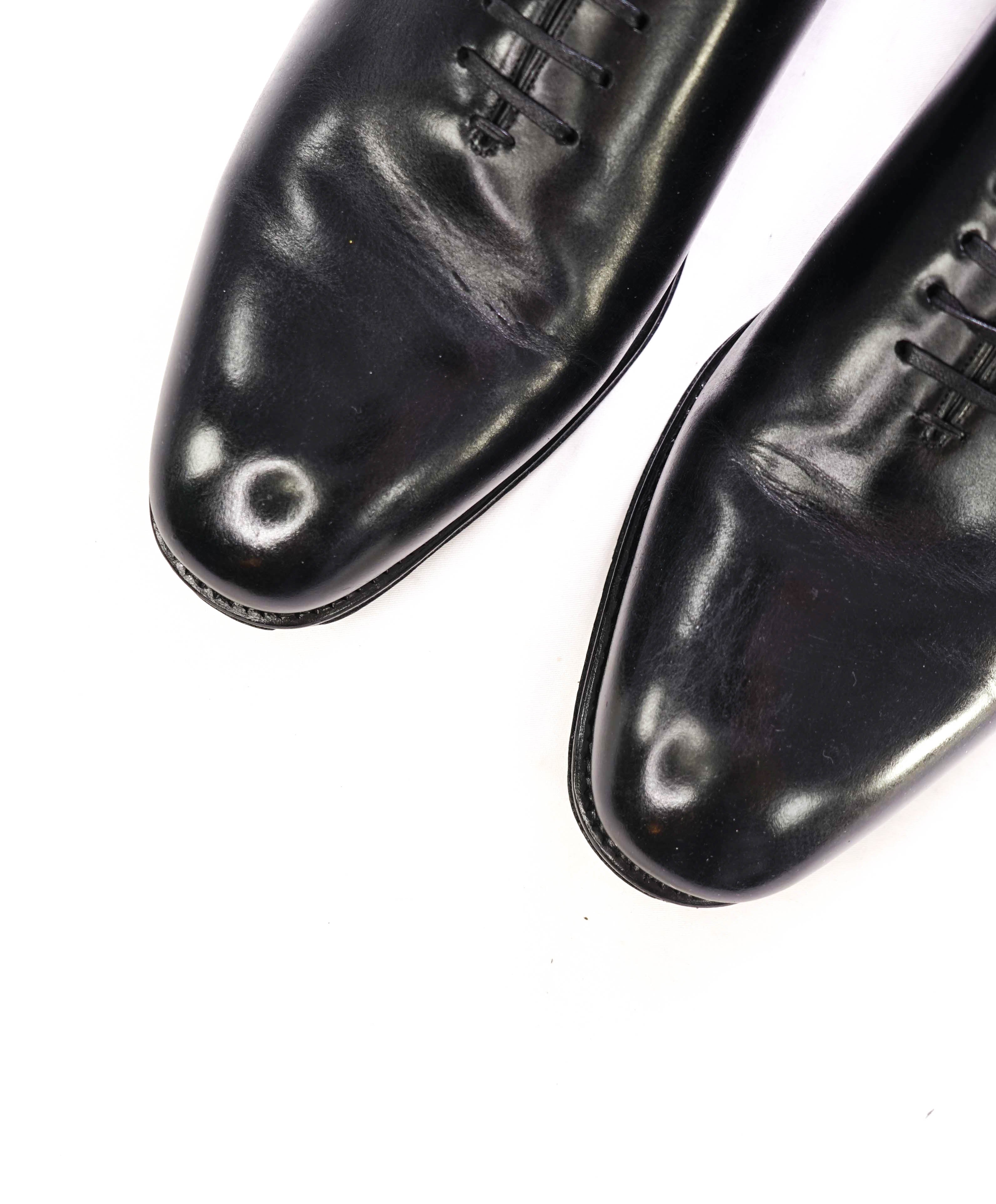 SALVATORE FERRAGAMO - "TRAMEZZA CARMELO" Black Whole Cut Oxfords - 9.5 EE