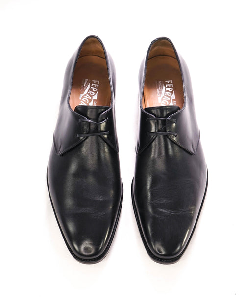 $1,295 SALVATORE FERRAGAMO - "TRAMEZZA NESIO" Black 2-Eylet Oxfords - 9.5 EE